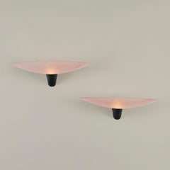 Chic pink Italian Murano 'Teo' wall lights signed by Federico de Majo, 1980s