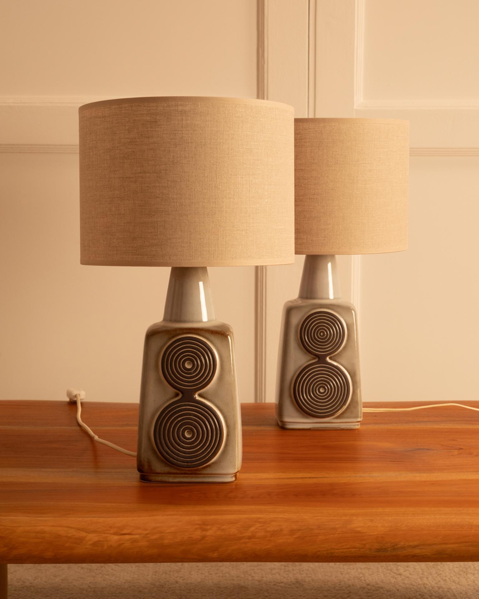 Danois Paire de lampes en céramique Soholm - Danemark années 1960 en vente