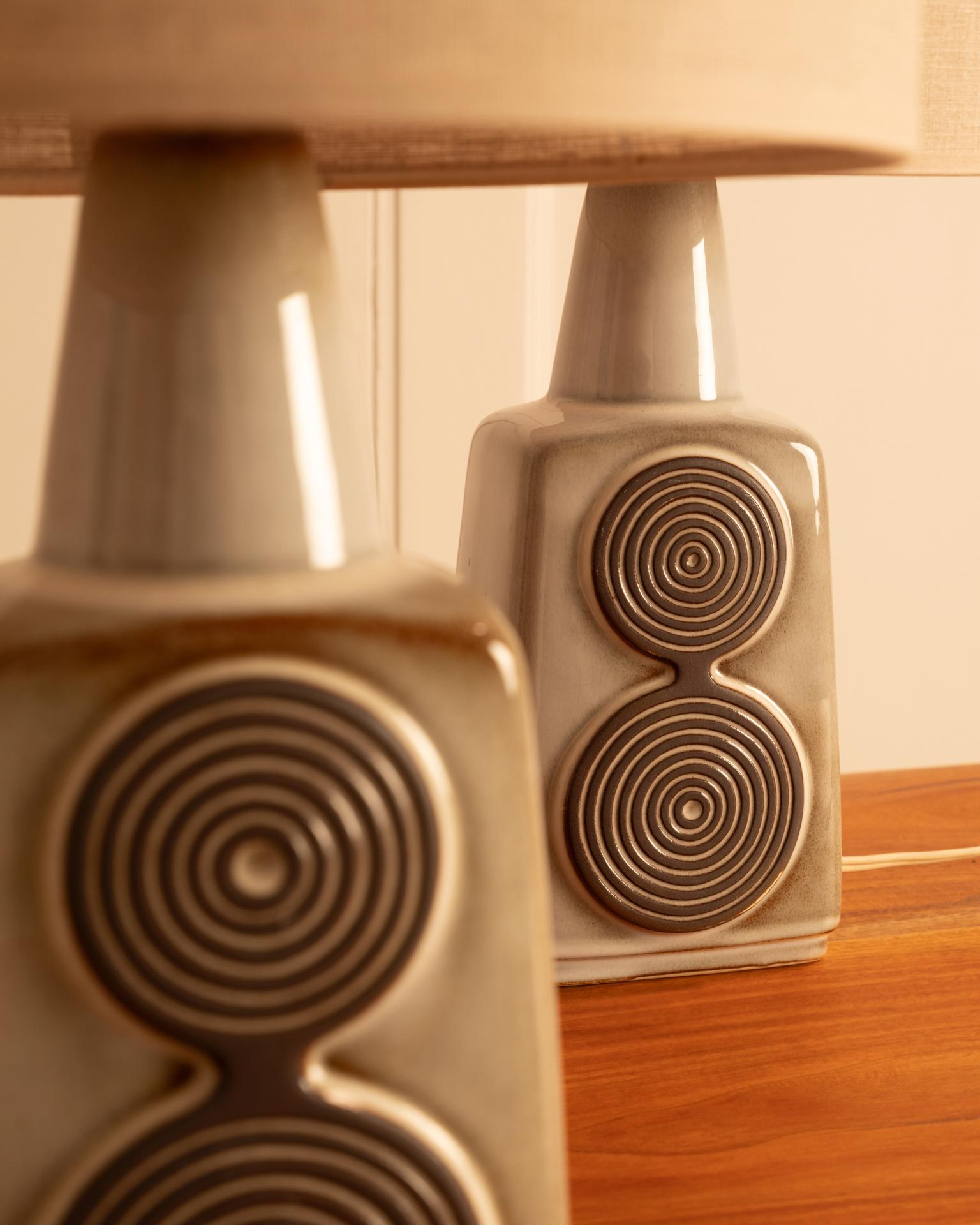 Paire de lampes en céramique Soholm - Danemark années 1960 Bon état - En vente à Paris, FR