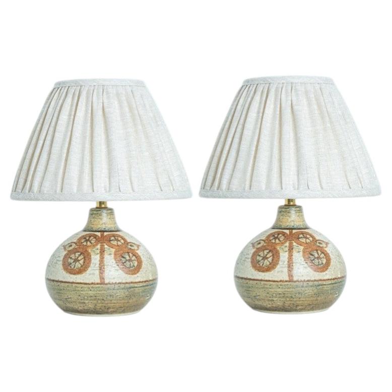 Pareja de lámparas de sobremesa de cerámica "Erika" de Soholm, Noomi Backhausen, Dinamarca 1960 en venta
