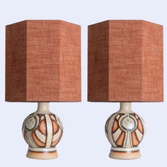 Pair of Soholm Lamps with Custom Brique Lampshades René Houben, 1960s