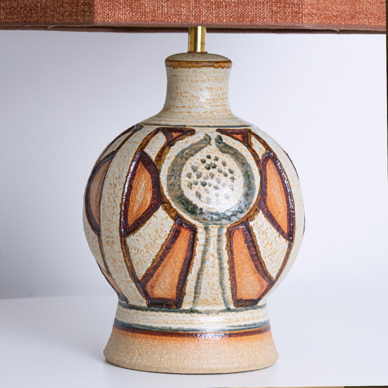 Pair of Soholm Lamps with Custom Brique Lampshades René Houben, 1960s In Good Condition For Sale In Rijssen, NL