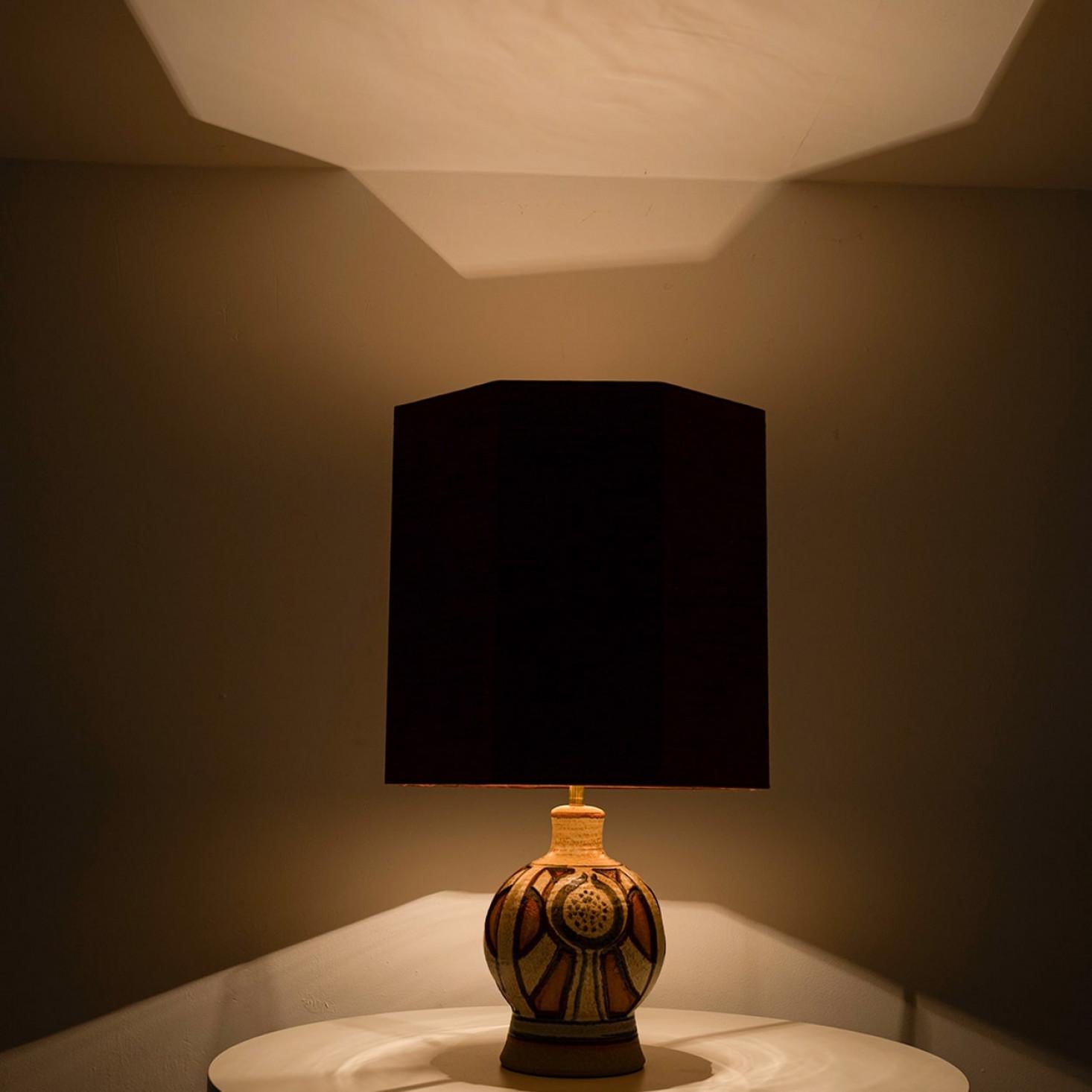 20th Century Pair of Soholm Lamps with Custom Brique Lampshades René Houben, 1960s For Sale