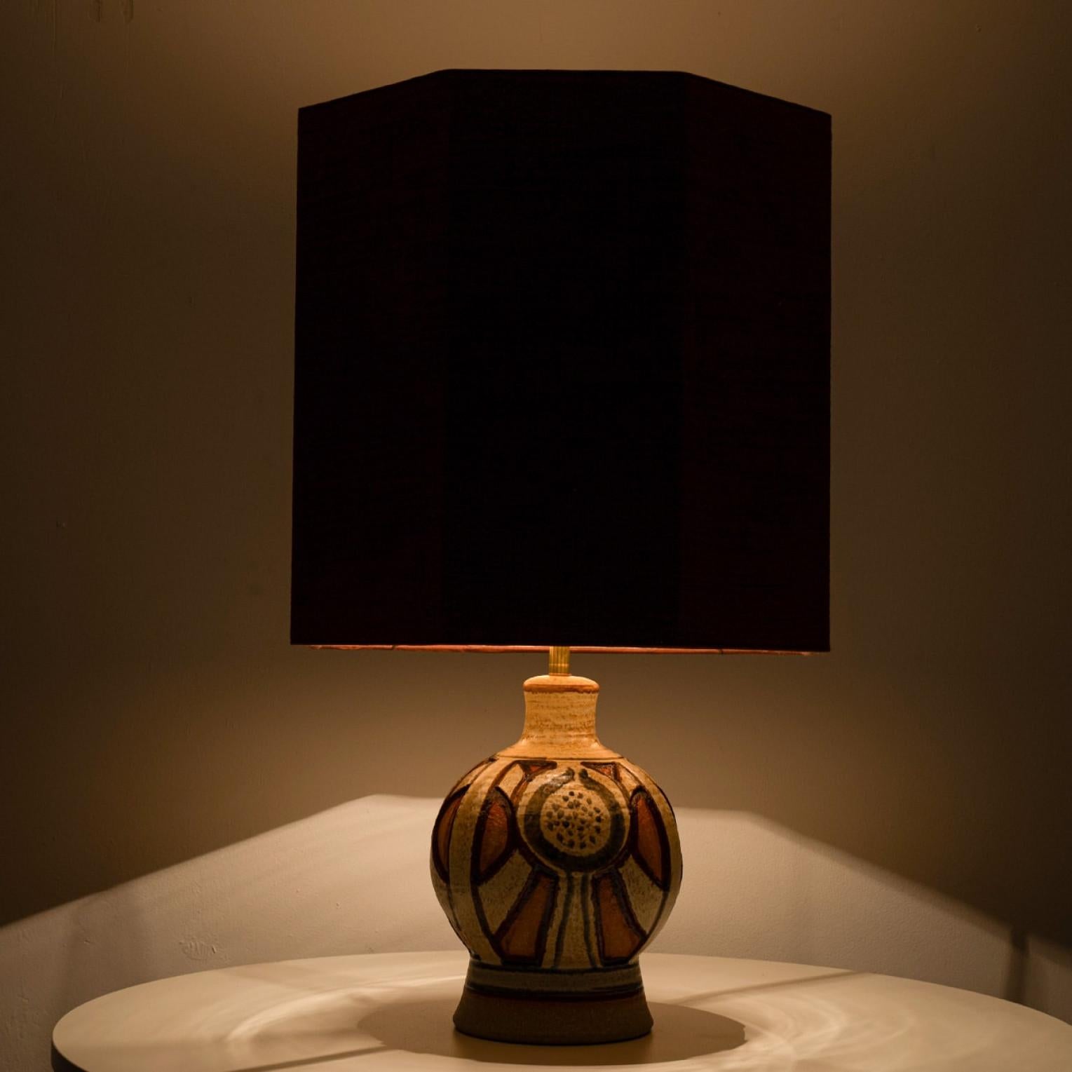 Ceramic Pair of Soholm Lamps with Custom Brique Lampshades René Houben, 1960s For Sale
