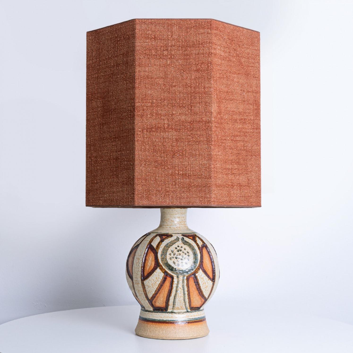 Pair of Soholm Lamps with Custom Brique Lampshades René Houben, 1960s For Sale 1