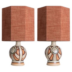 Pair of Soholm Lamps with Custom Brique Lampshades René Houben, 1960s