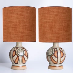 Coppia di lampade Soholm con paralumi rotondi di Brique personalizzati René Houben, anni '60