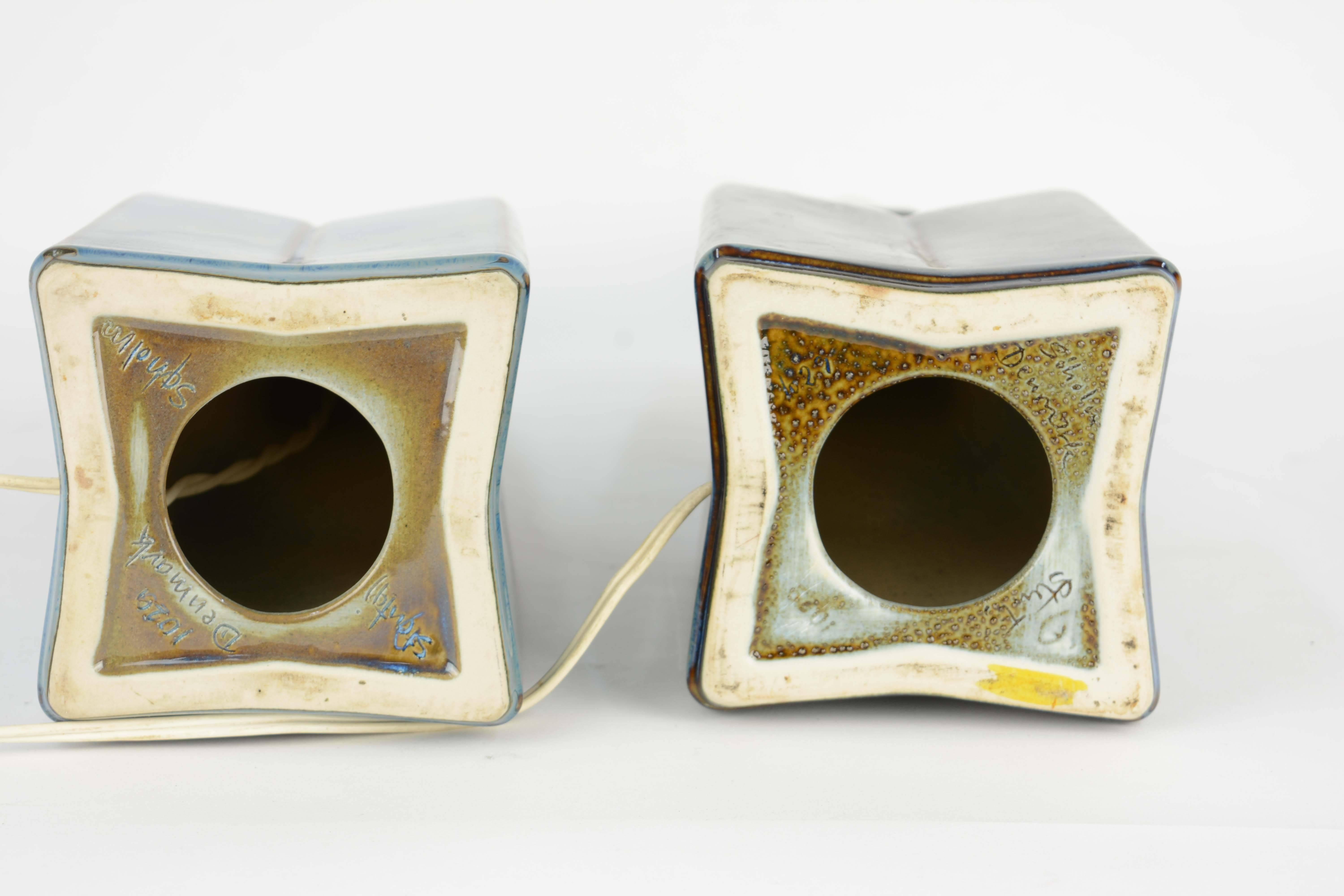 Mid-20th Century Pair of Soholm Stentoj of Denmark Ceramic Lamps by Einar Johansen For Sale