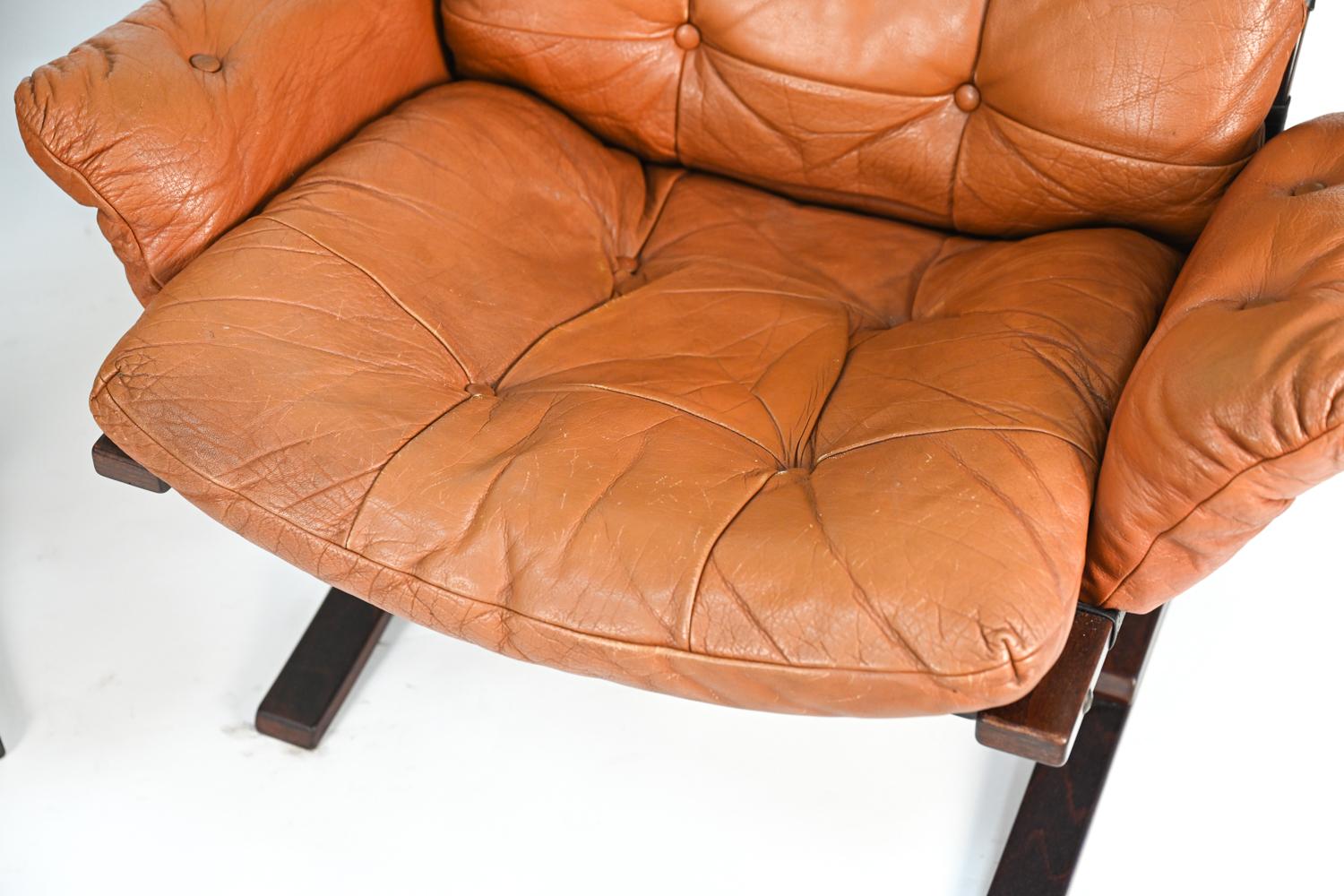 Mid-Century Modern Pair of Solheim for Rykken Highback Lounge Chairs