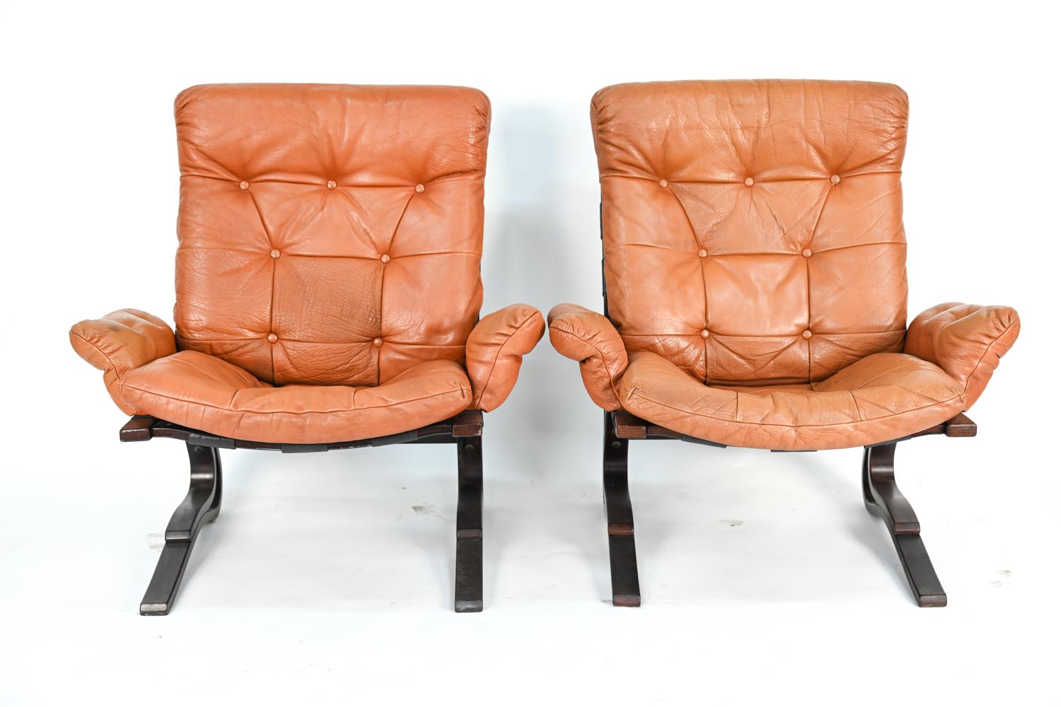 Leather Pair of Solheim for Rykken Highback Lounge Chairs