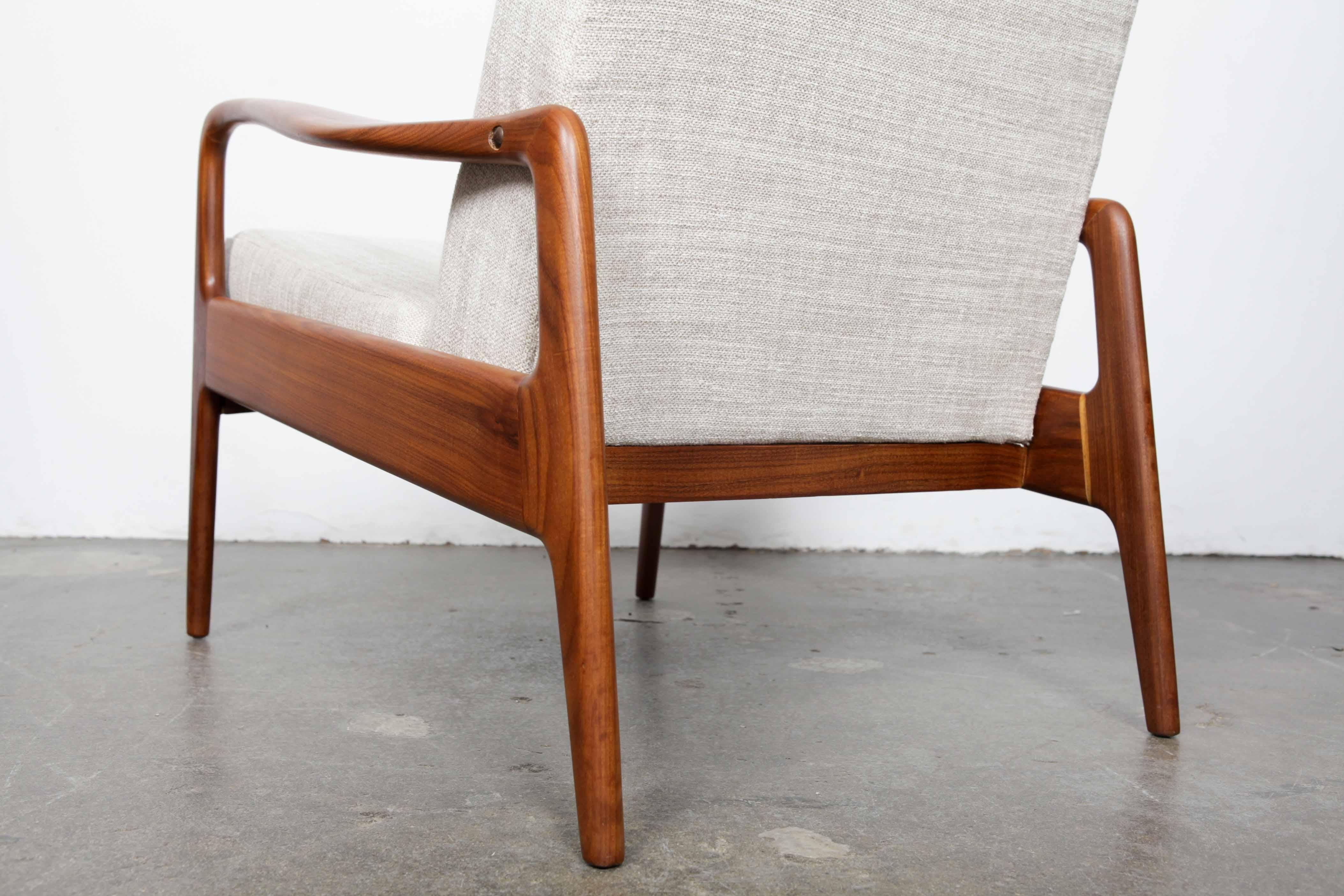 Oiled Pair of Solid Afromoisa Teak Lounge Chairs by Greaves and Thomas, England