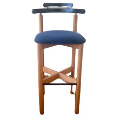 Pair of solid Birch & Black Lacquer Wood Danish Postmodern Barstools by Findahls