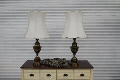 Pair of Stiffel Solid Brass Trophy Urn Table Lamps