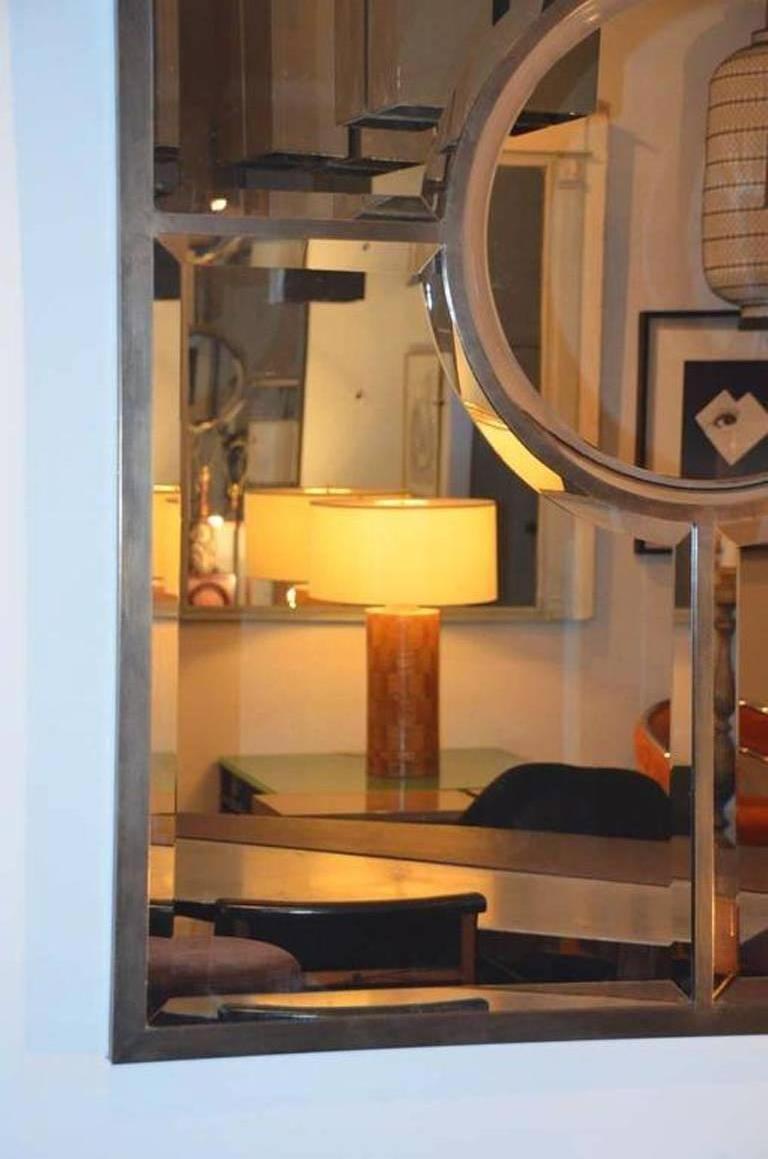 Paar abgeschrägte 'Quadratur'-Spiegel aus massivem Messing von Design Frères (Französisch) im Angebot