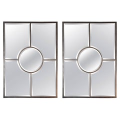 Pair of Solid Brass Beveled 'Quadrature' Mirrors by Design Frères