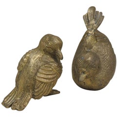 Pair of Solid Brass Bird's Figurines