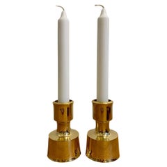 Vintage Pair of Solid Brass Candle Holders by Jens H. Quistgaard for Dansk Designs 1963