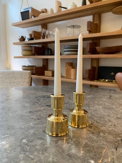 Paire de bougeoirs en laiton massif de Jens H. Quistgaard pour Dansk