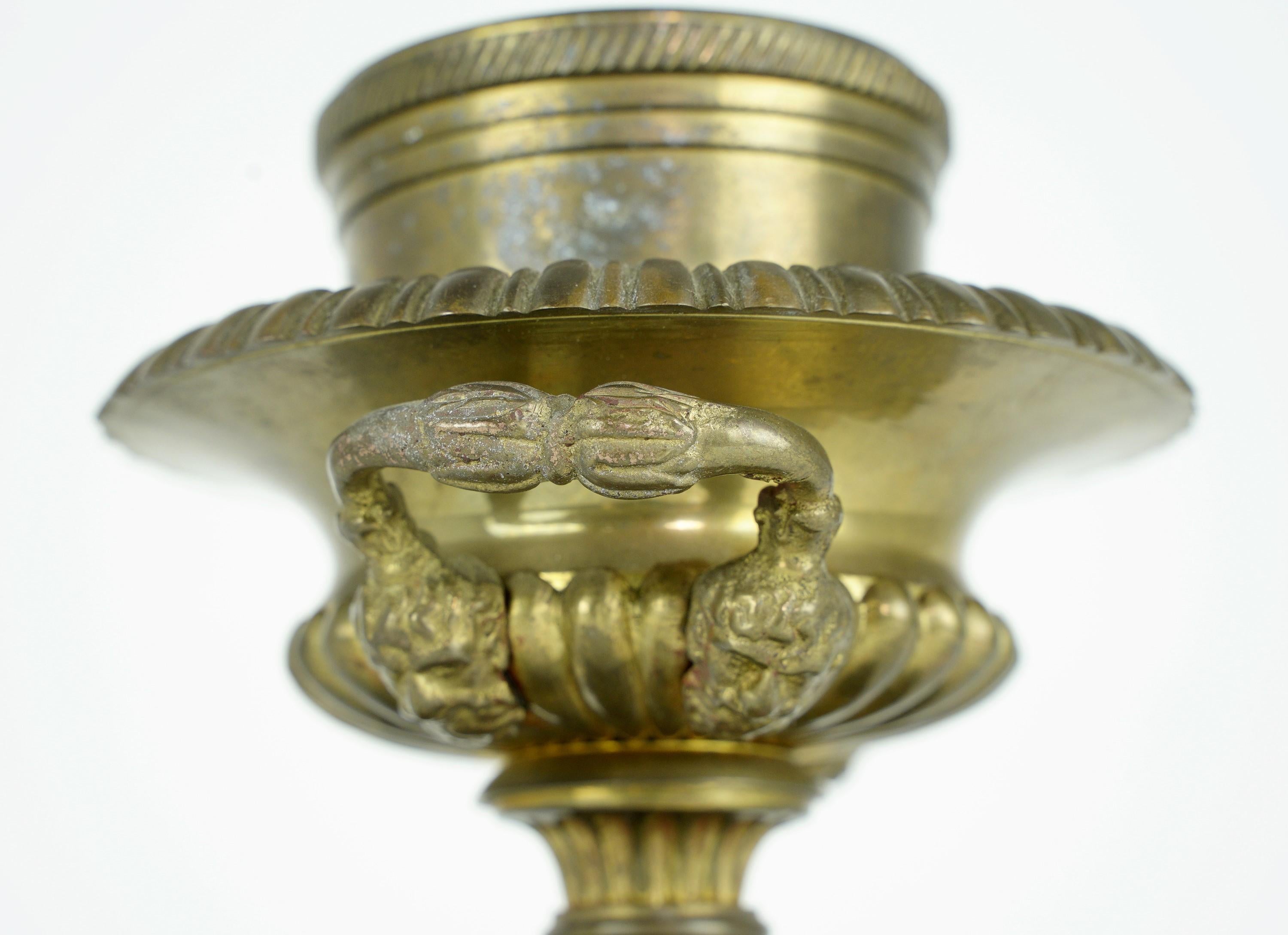 Pair of Solid Brass Candle Holders by Mottahedeh In Good Condition In New York, NY