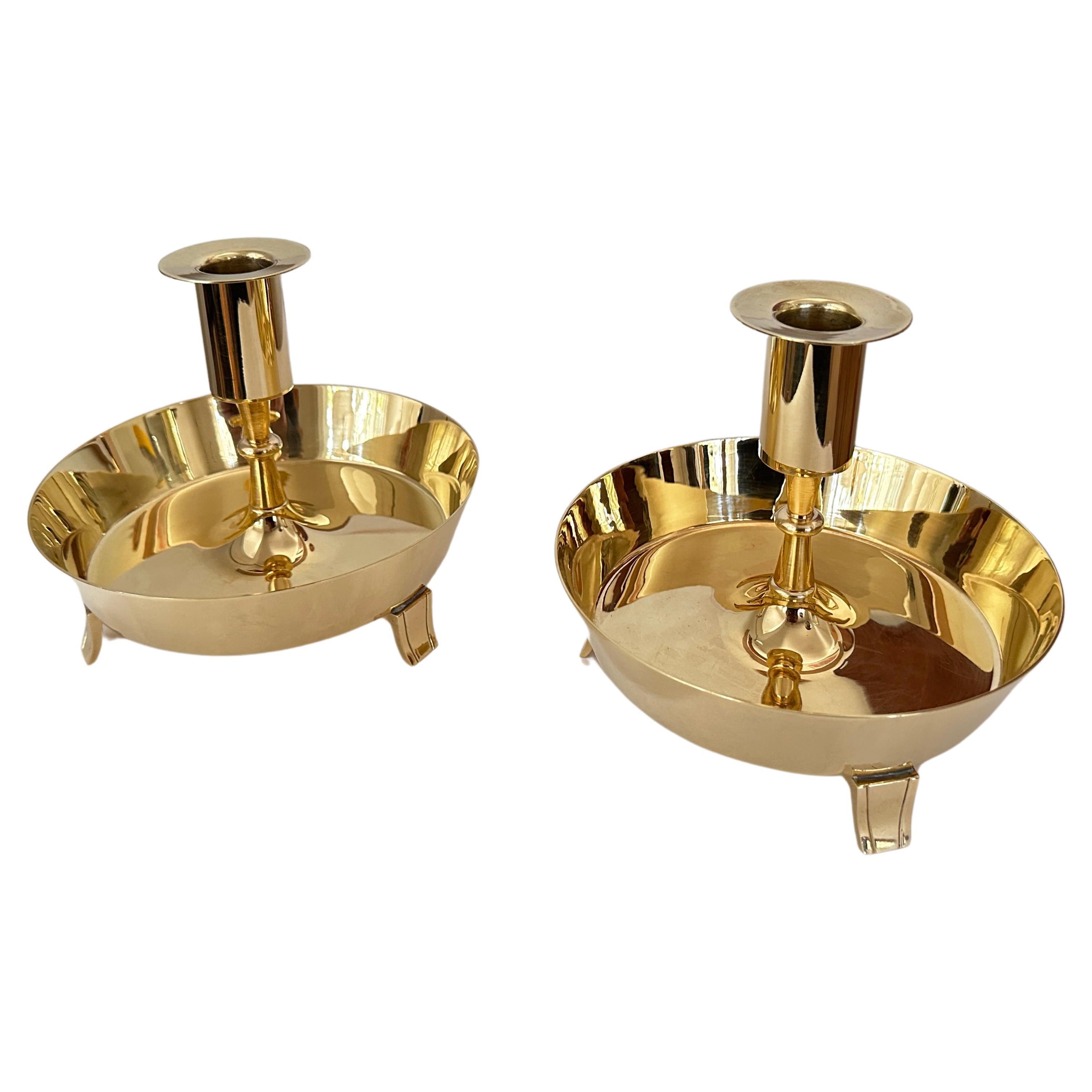 Pair of Solid Brass Candlesticks Designed by Tommi Parzinger for Dorlyn