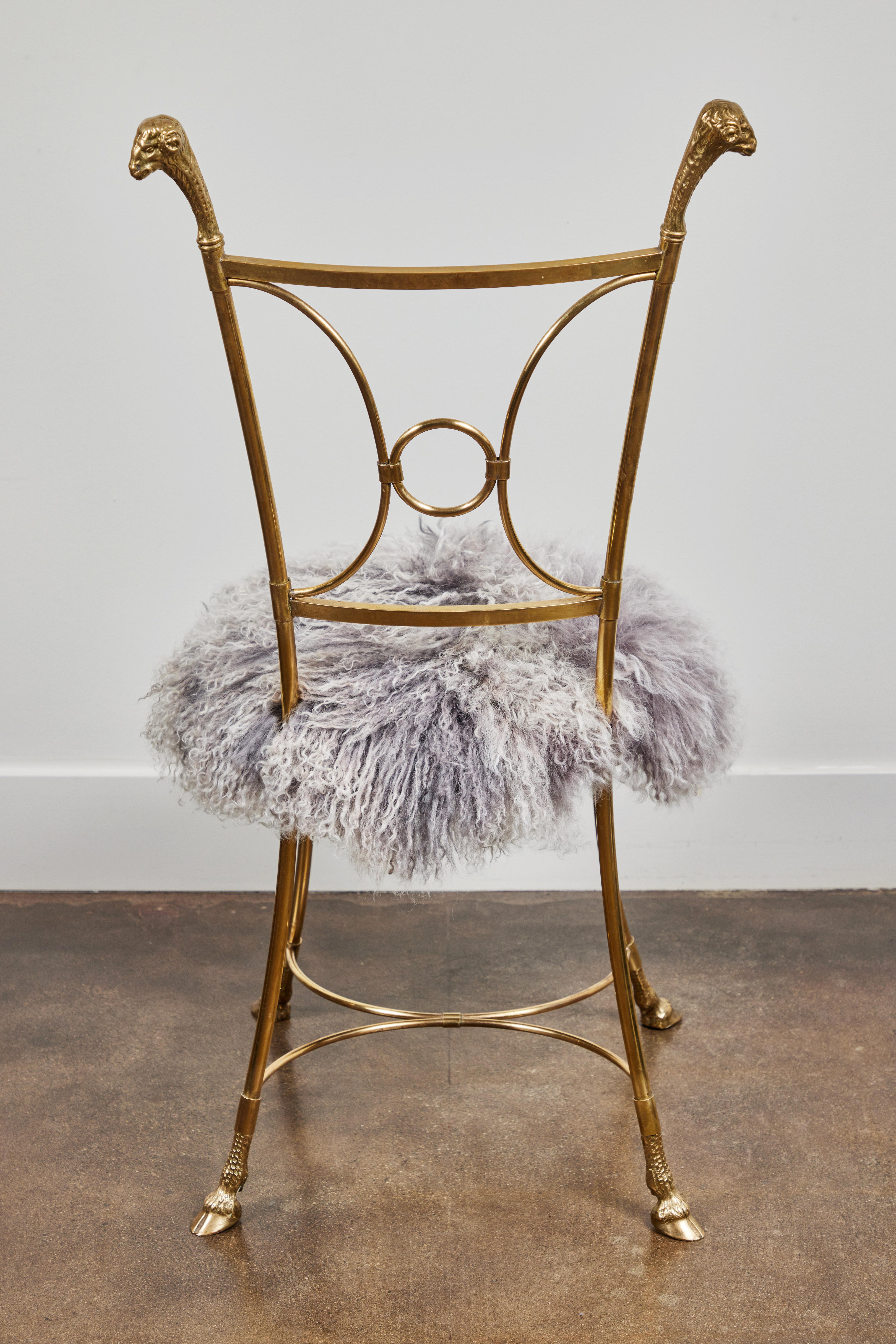 Pair of Solid Brass Chairs in the Manner of Maison Jansen For Sale 1