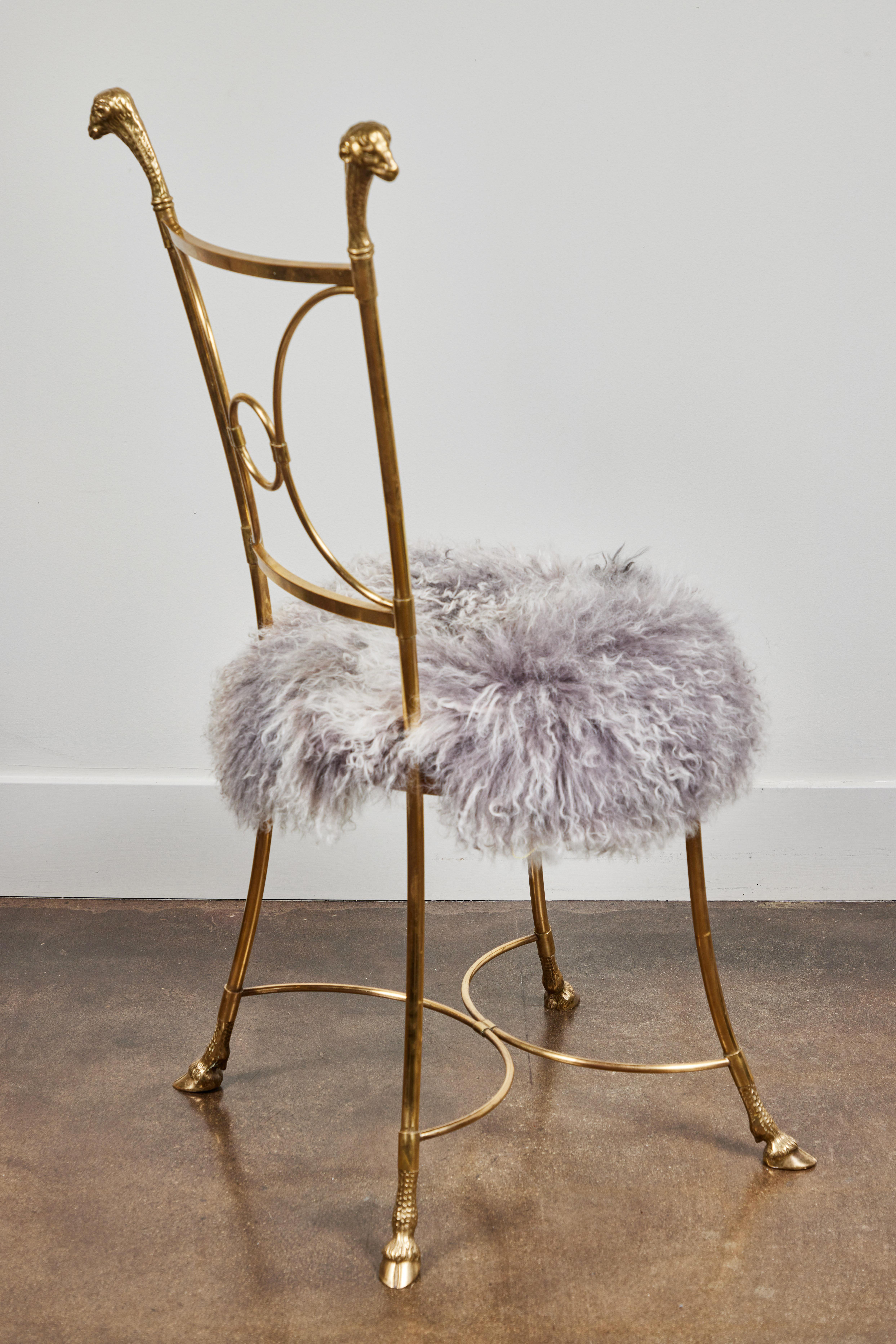 Pair of Solid Brass Chairs in the Manner of Maison Jansen For Sale 2