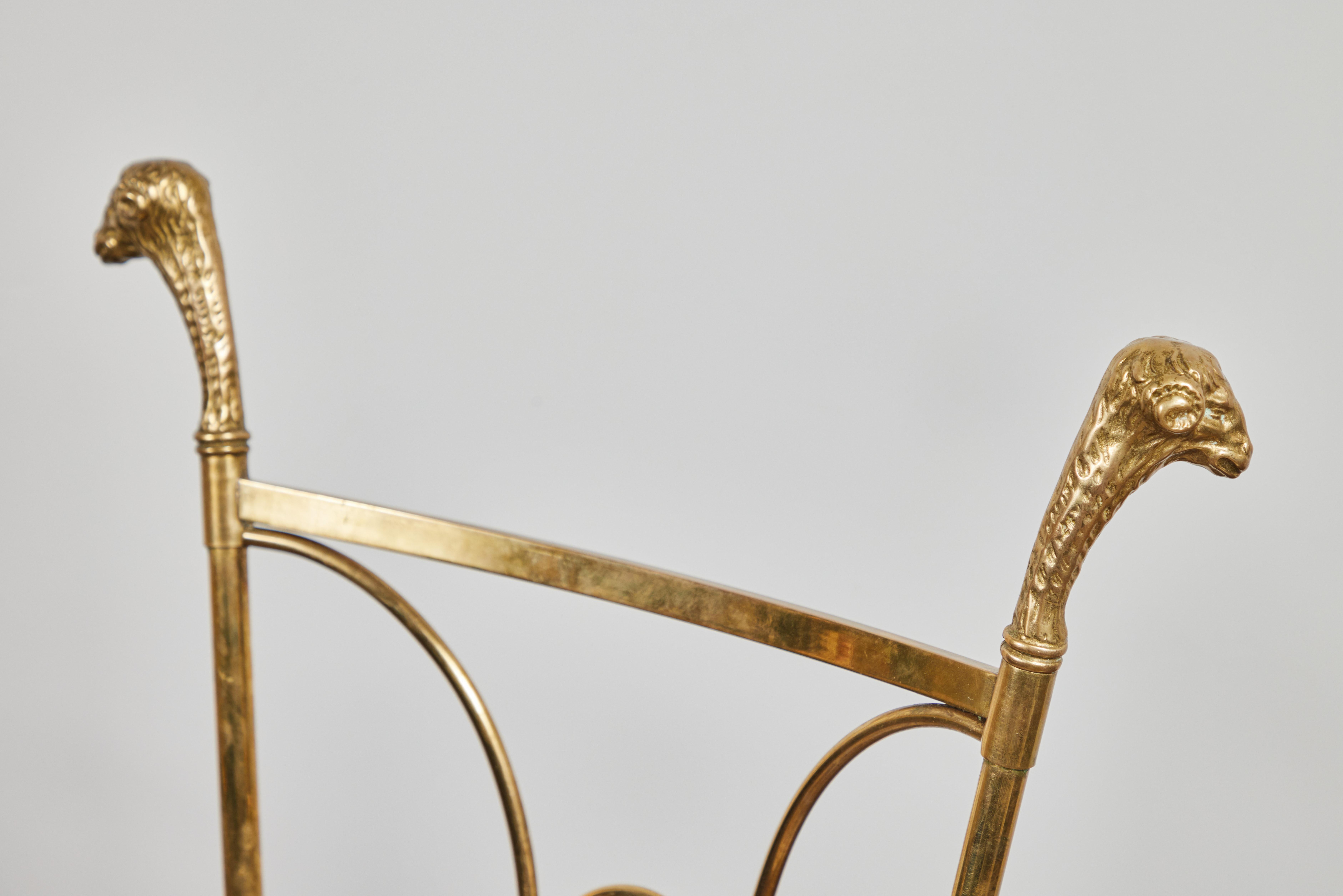 Pair of Solid Brass Chairs in the Manner of Maison Jansen For Sale 4