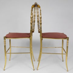 Pair of Solid Brass Chiavari Chairs, Hollywood Regency, Italy, 1960s