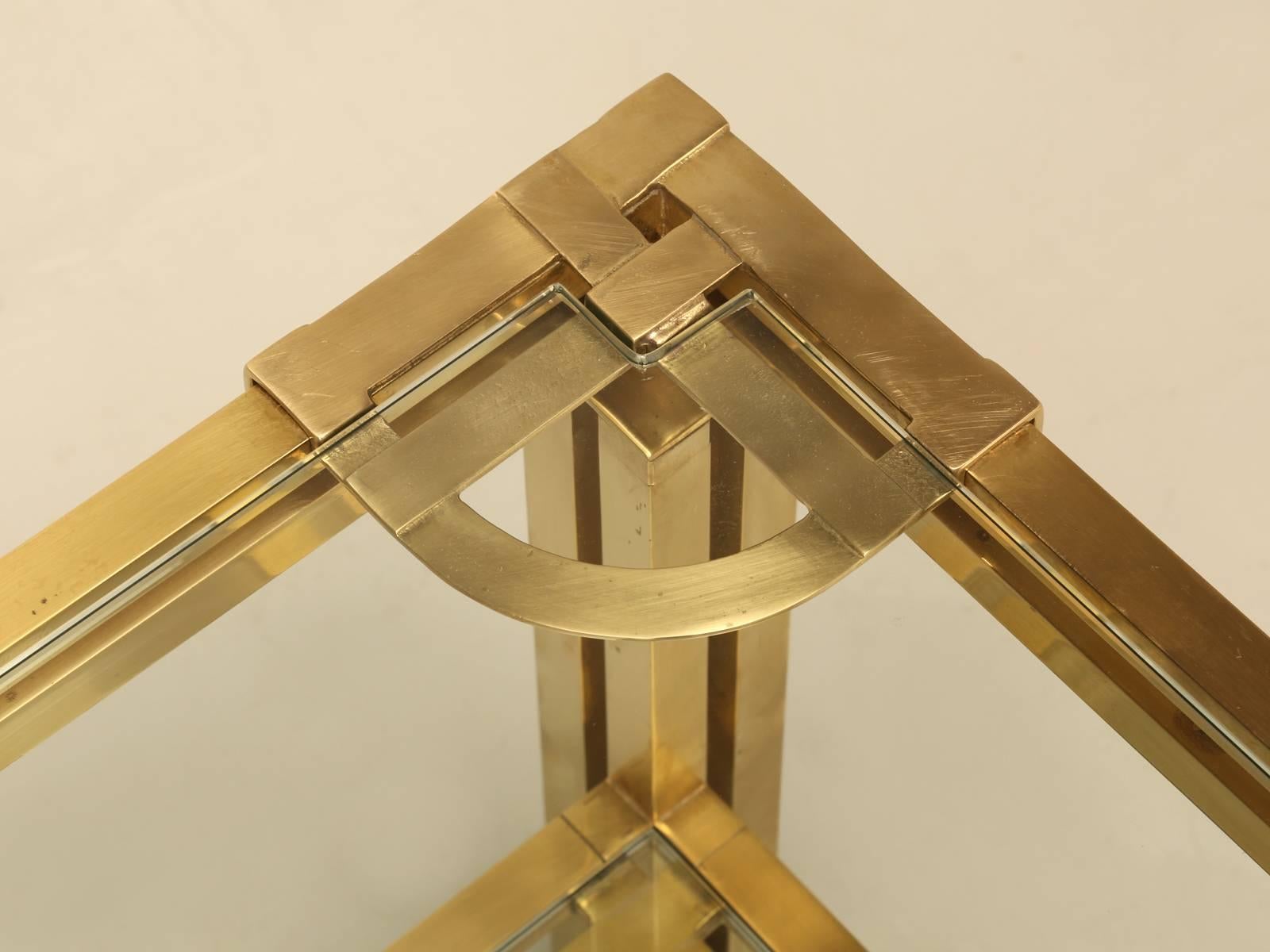 Mid-Century Modern Pair of Solid Brass Coffee Tables Attributed to Valenti