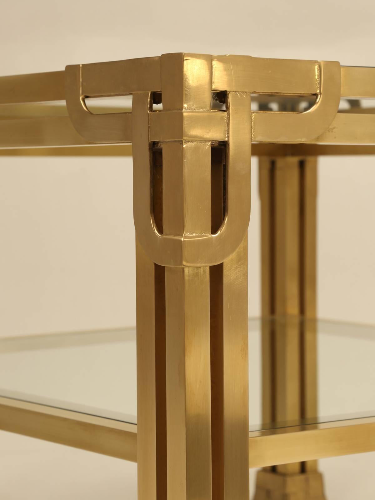Late 20th Century Pair of Solid Brass Coffee Tables Attributed to Valenti