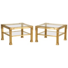 Pair of Solid Brass Coffee Tables Attributed to Valenti