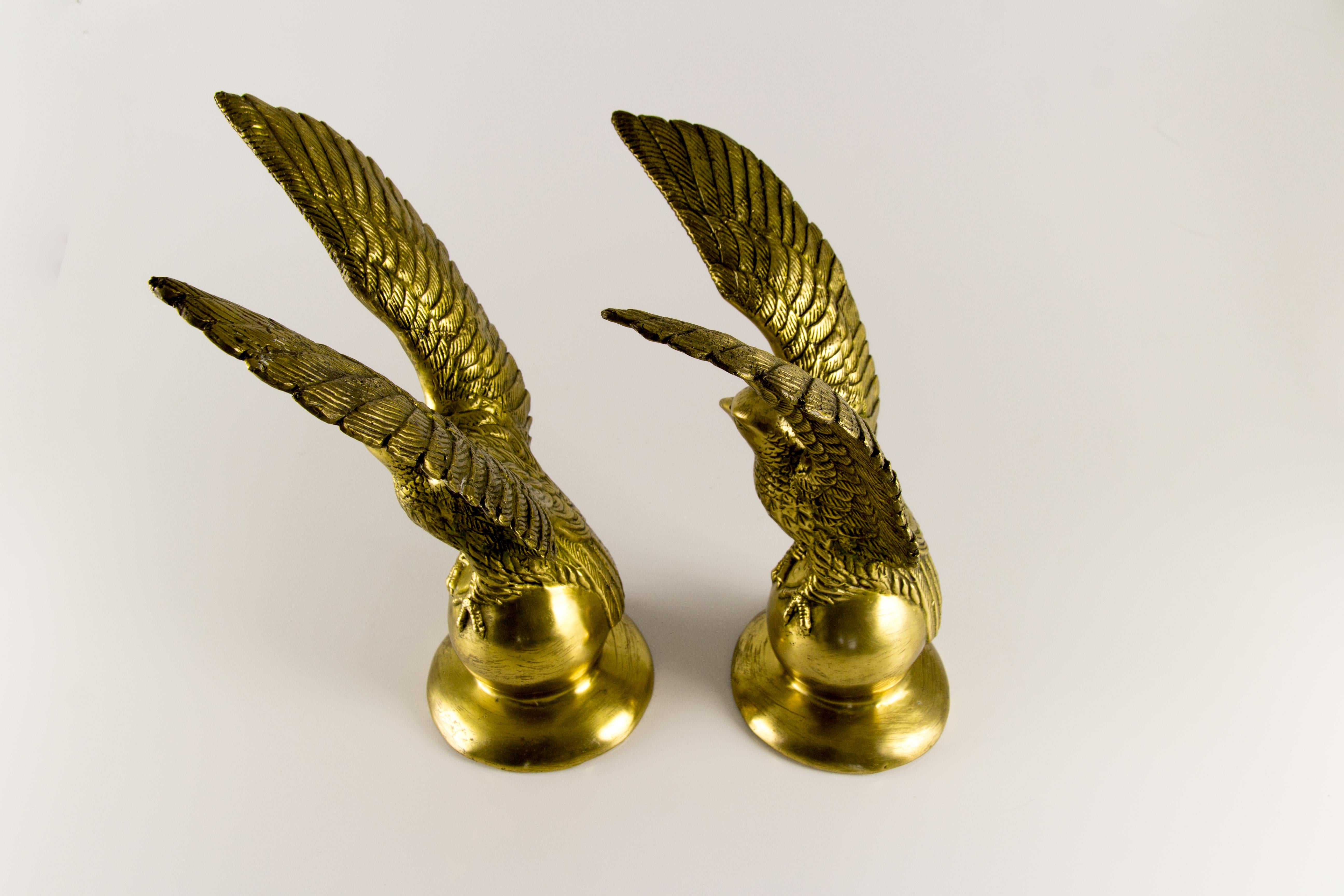 Pair of Solid Brass Eagle Statues 5