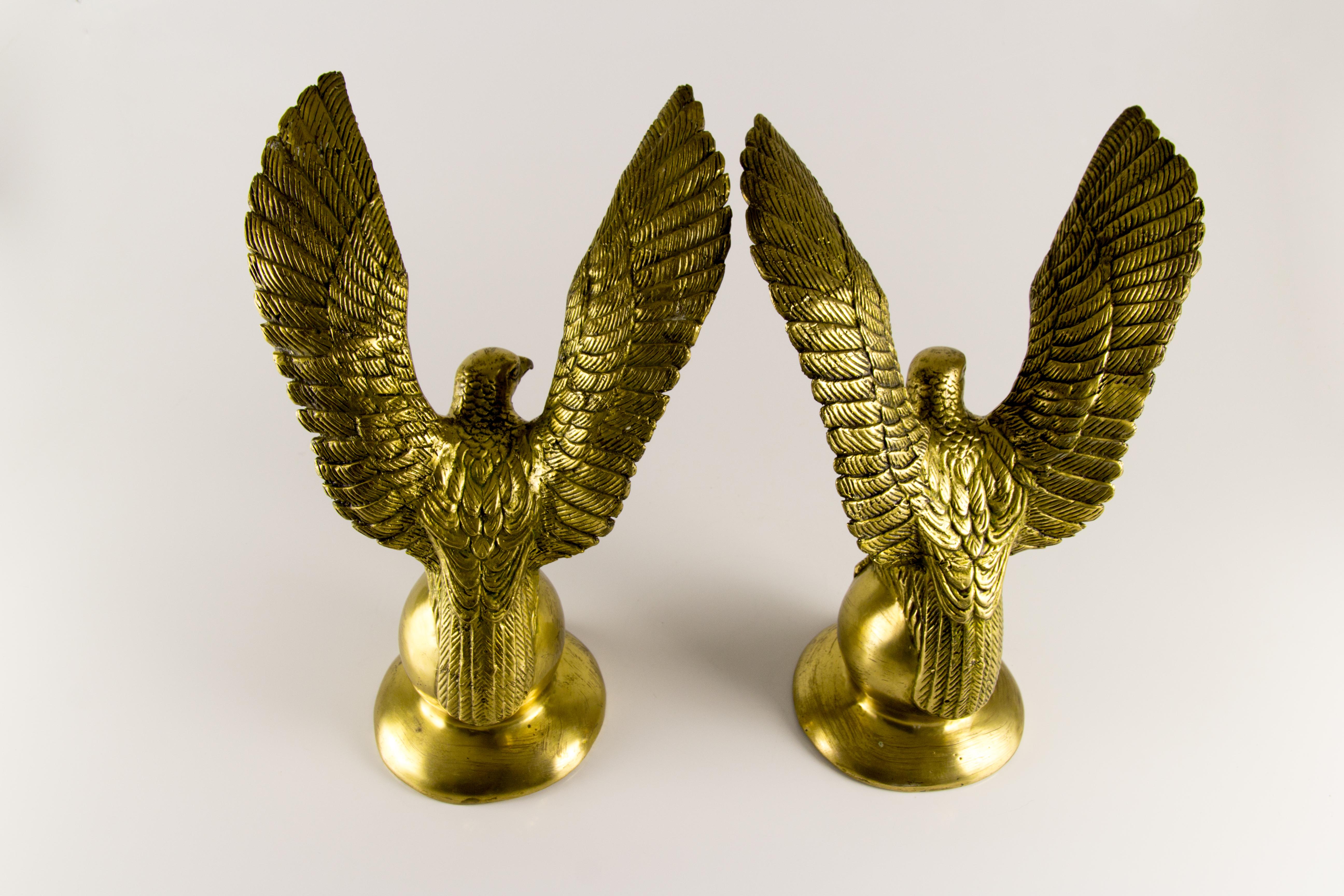 Pair of Solid Brass Eagle Statues 6