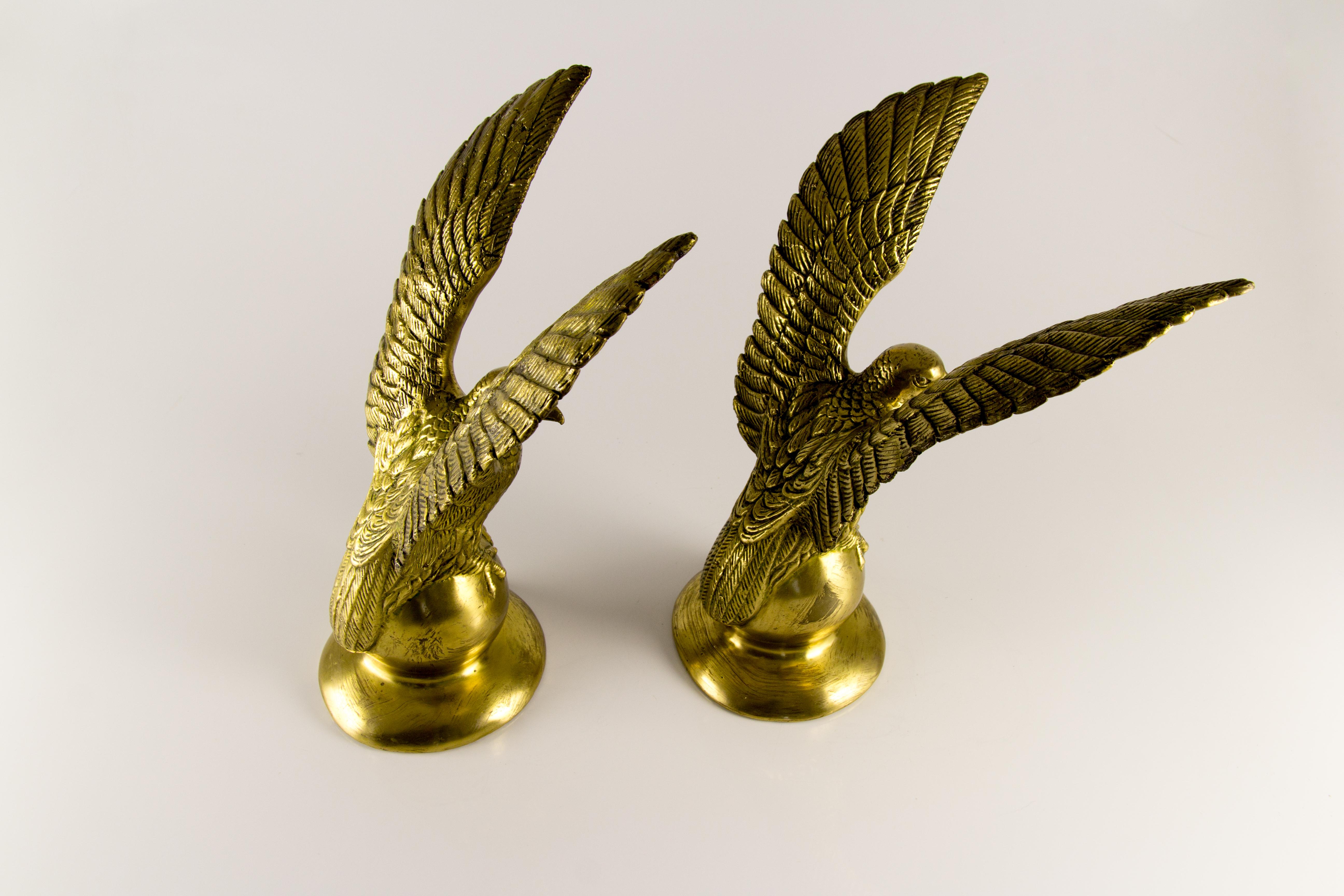 Pair of Solid Brass Eagle Statues 7