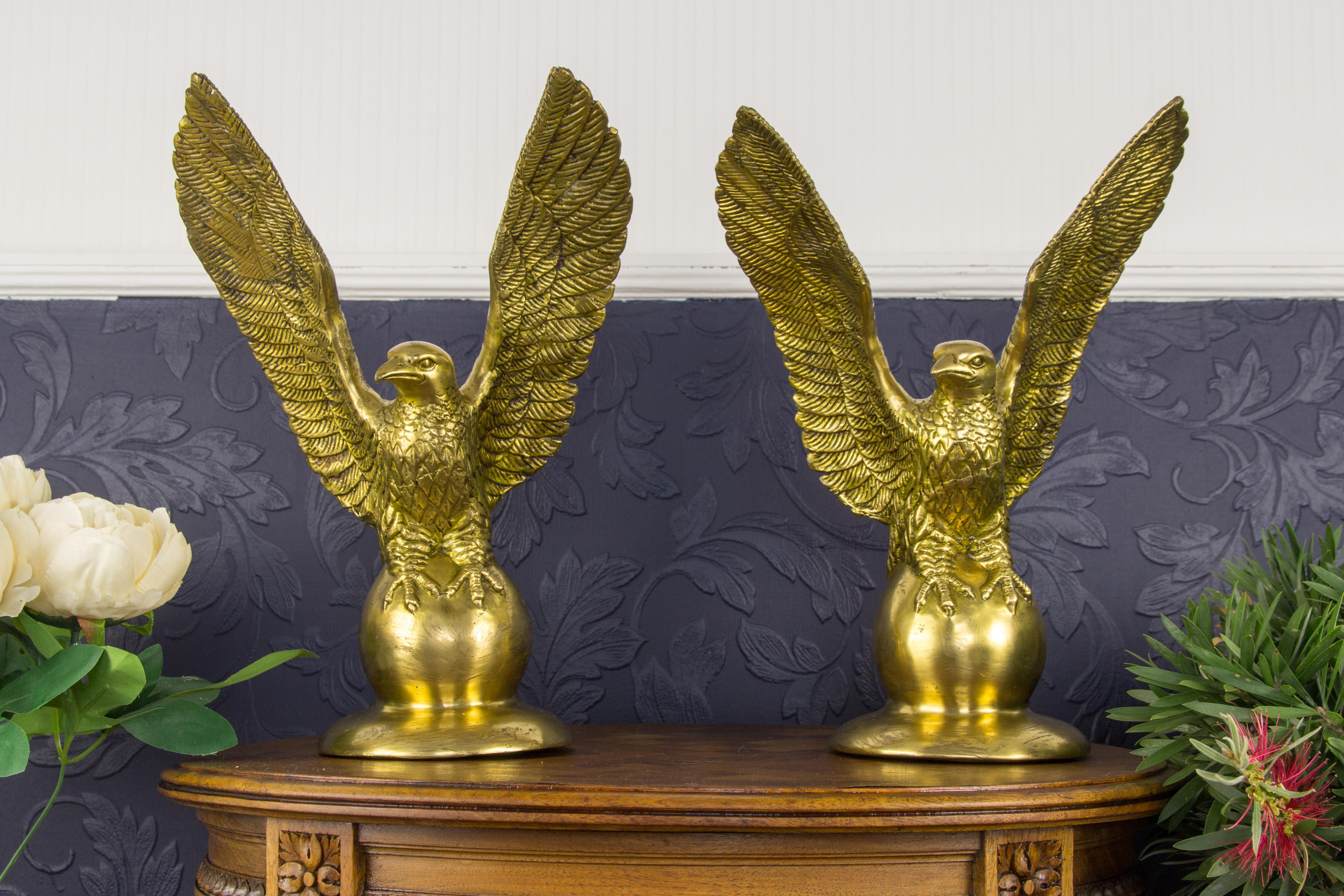 Pair of Solid Brass Eagle Statues 8