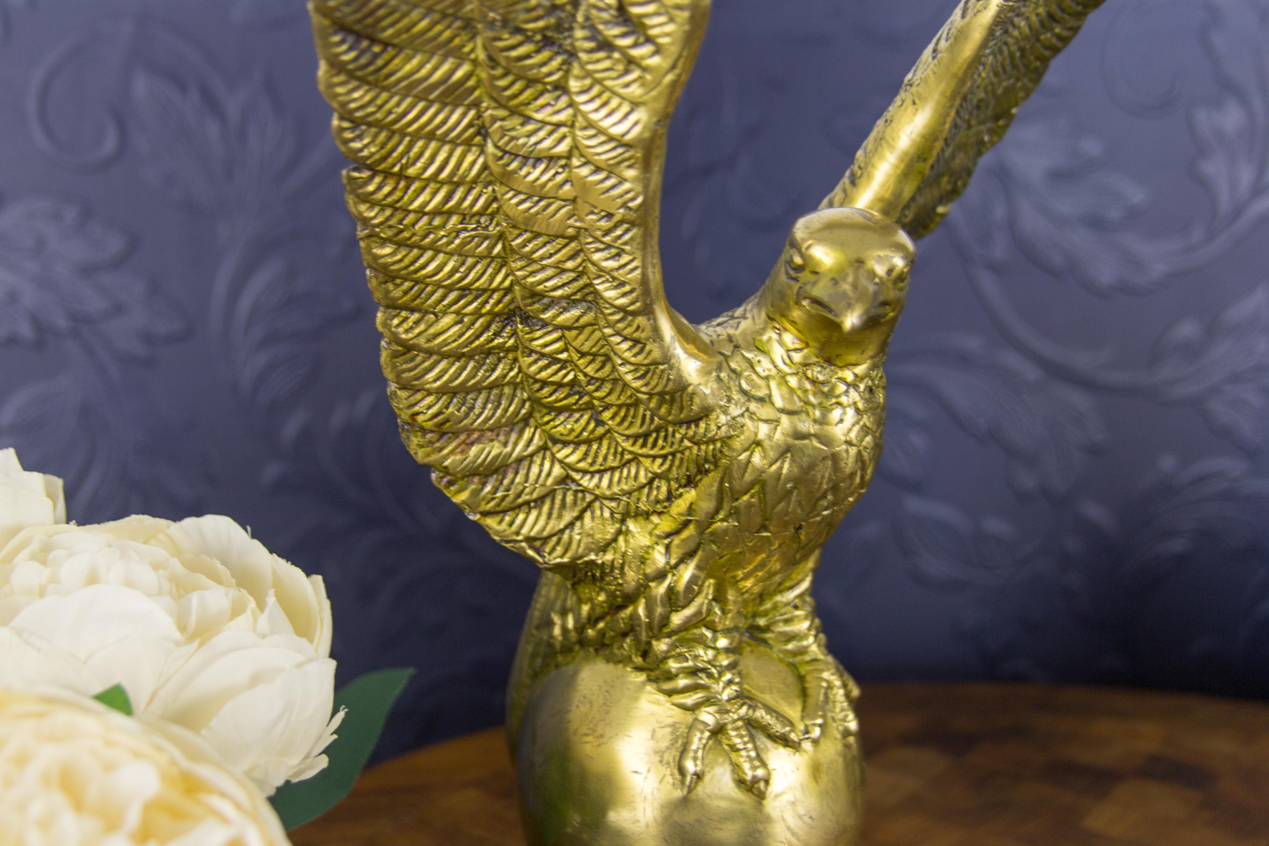 Pair of Solid Brass Eagle Statues 9