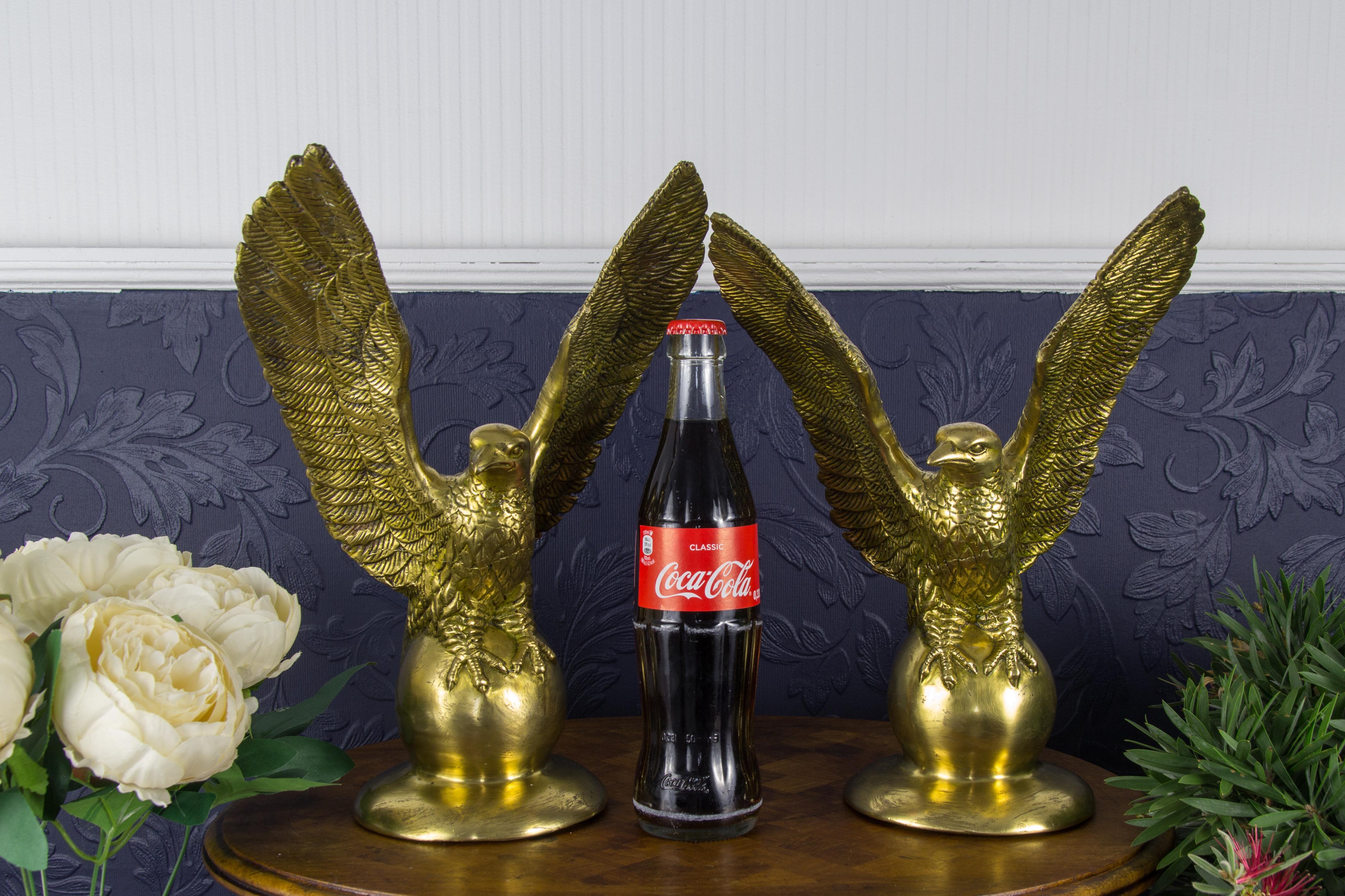 Pair of Solid Brass Eagle Statues 11