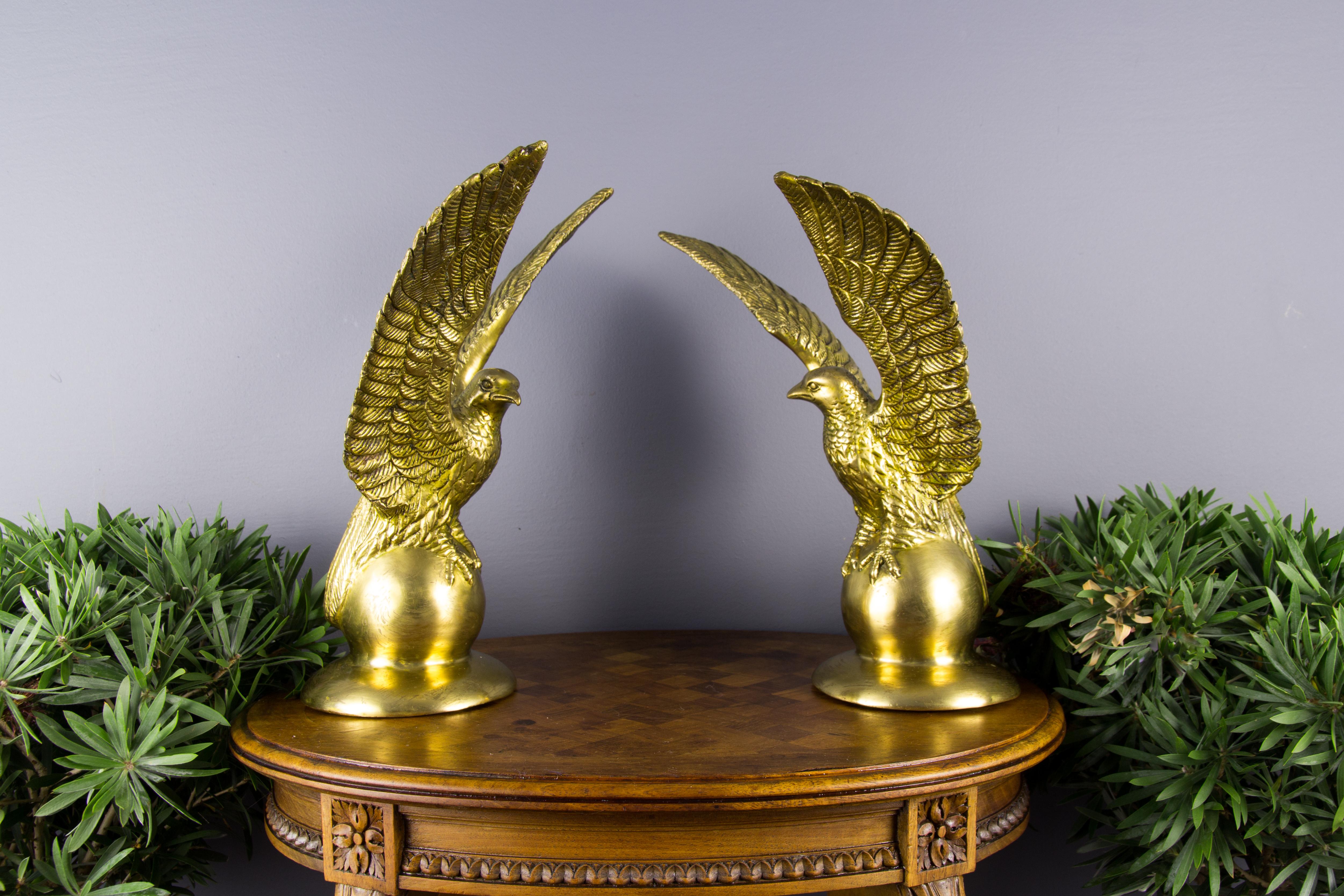 Pair of Solid Brass Eagle Statues 13