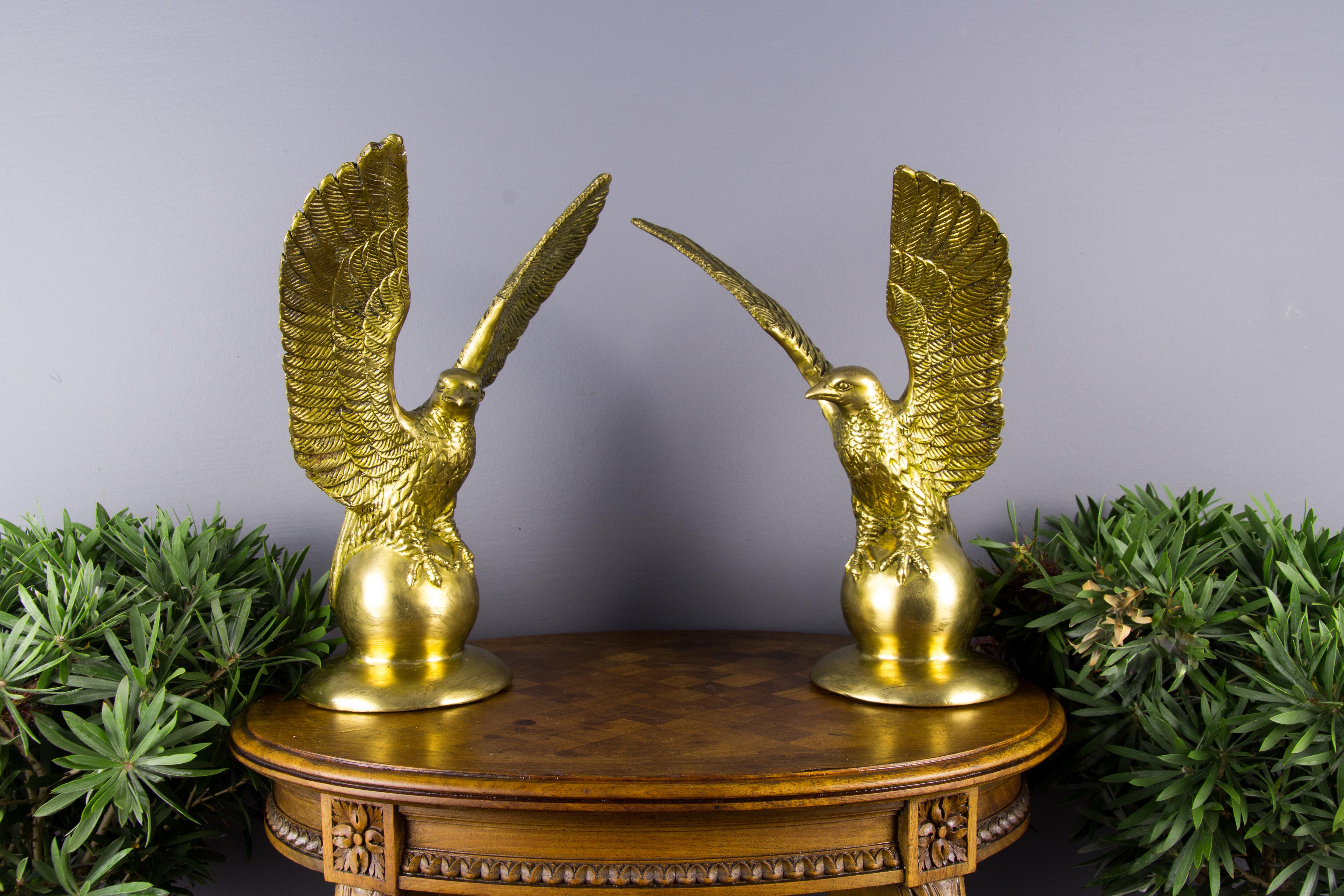 Pair of Solid Brass Eagle Statues 14