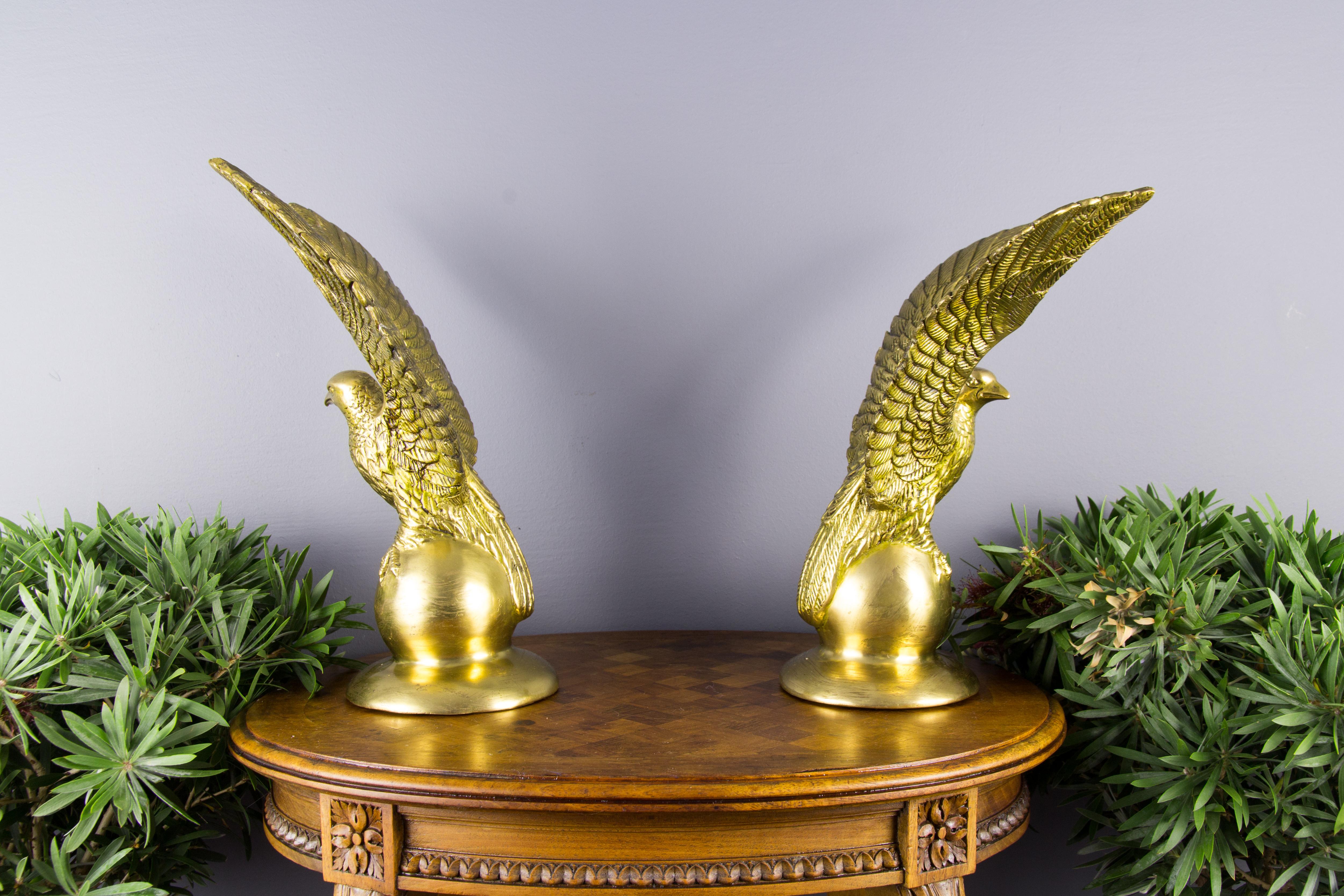 Pair of Solid Brass Eagle Statues 15