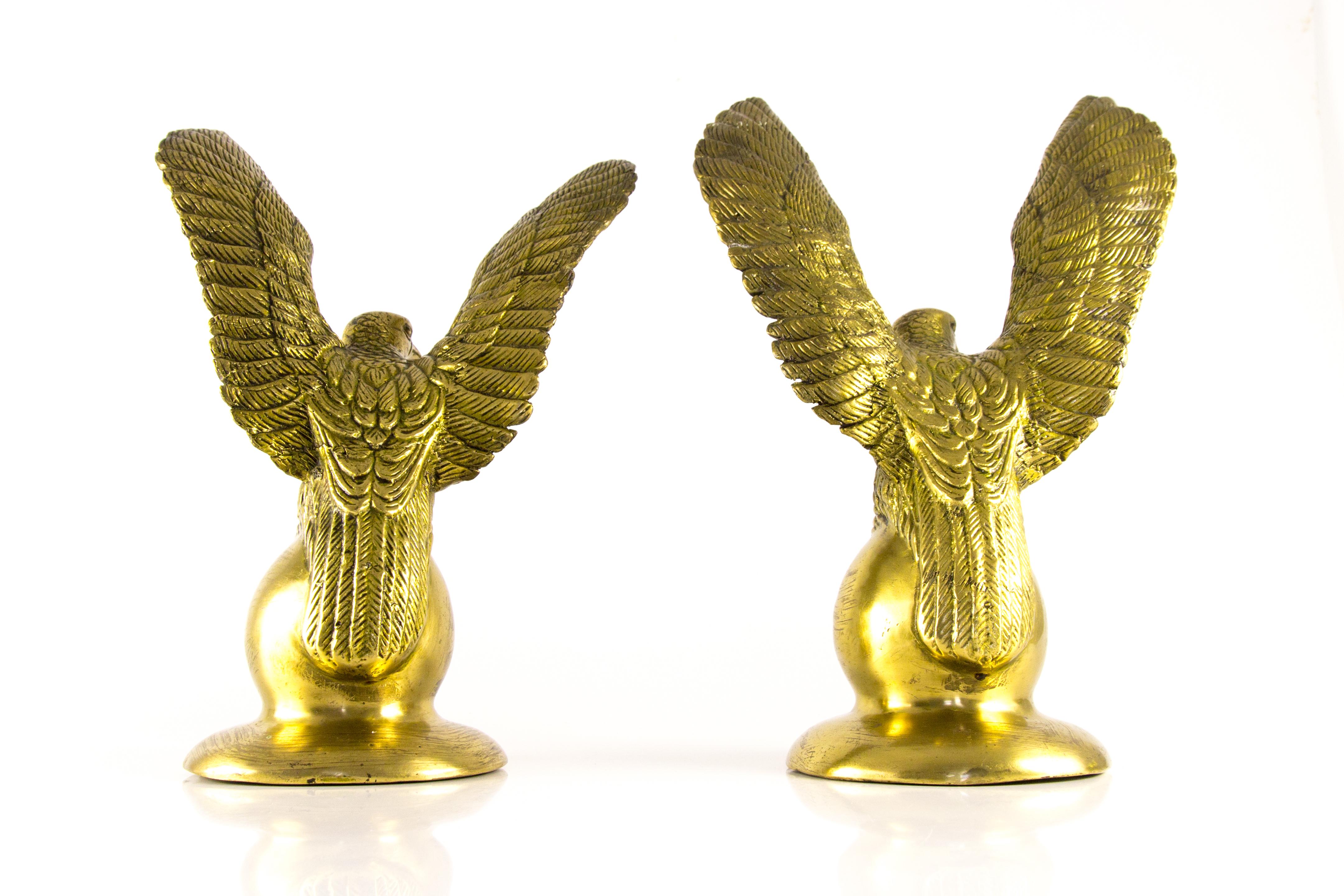 Pair of Solid Brass Eagle Statues In Good Condition In Barntrup, DE