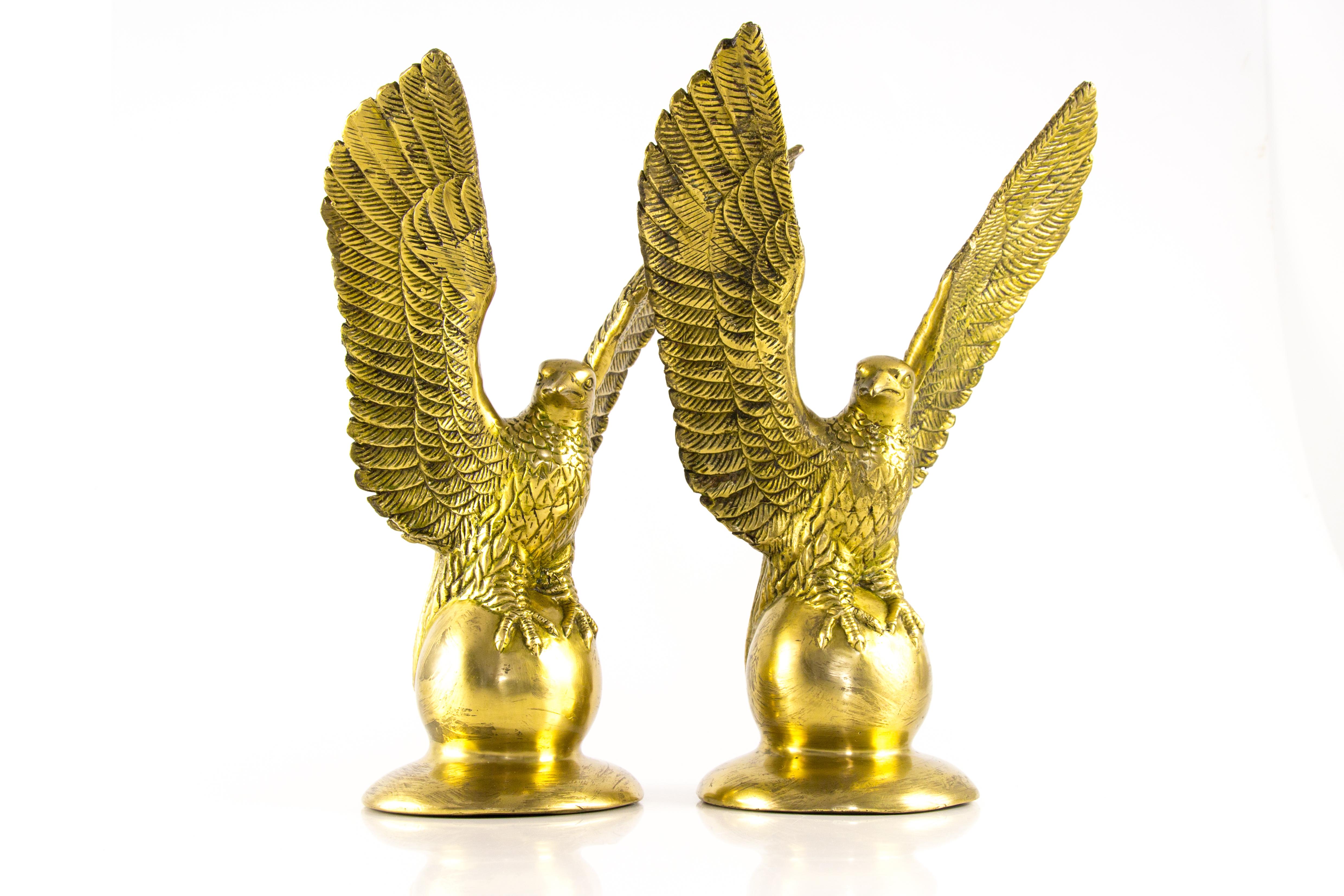 Pair of Solid Brass Eagle Statues 1