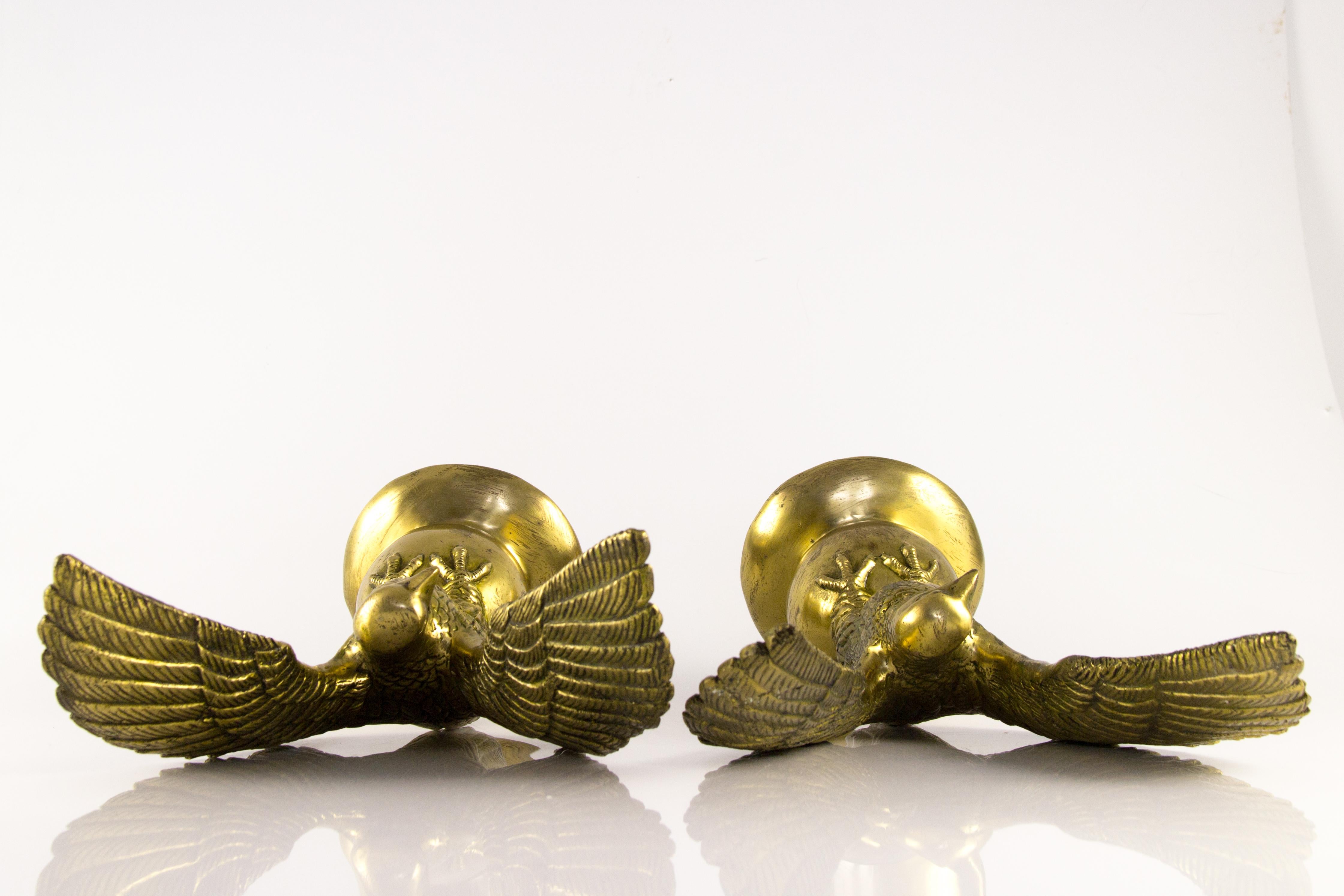 Pair of Solid Brass Eagle Statues 3