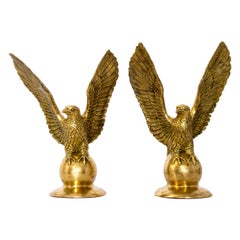 Retro Pair of Solid Brass Eagle Statues