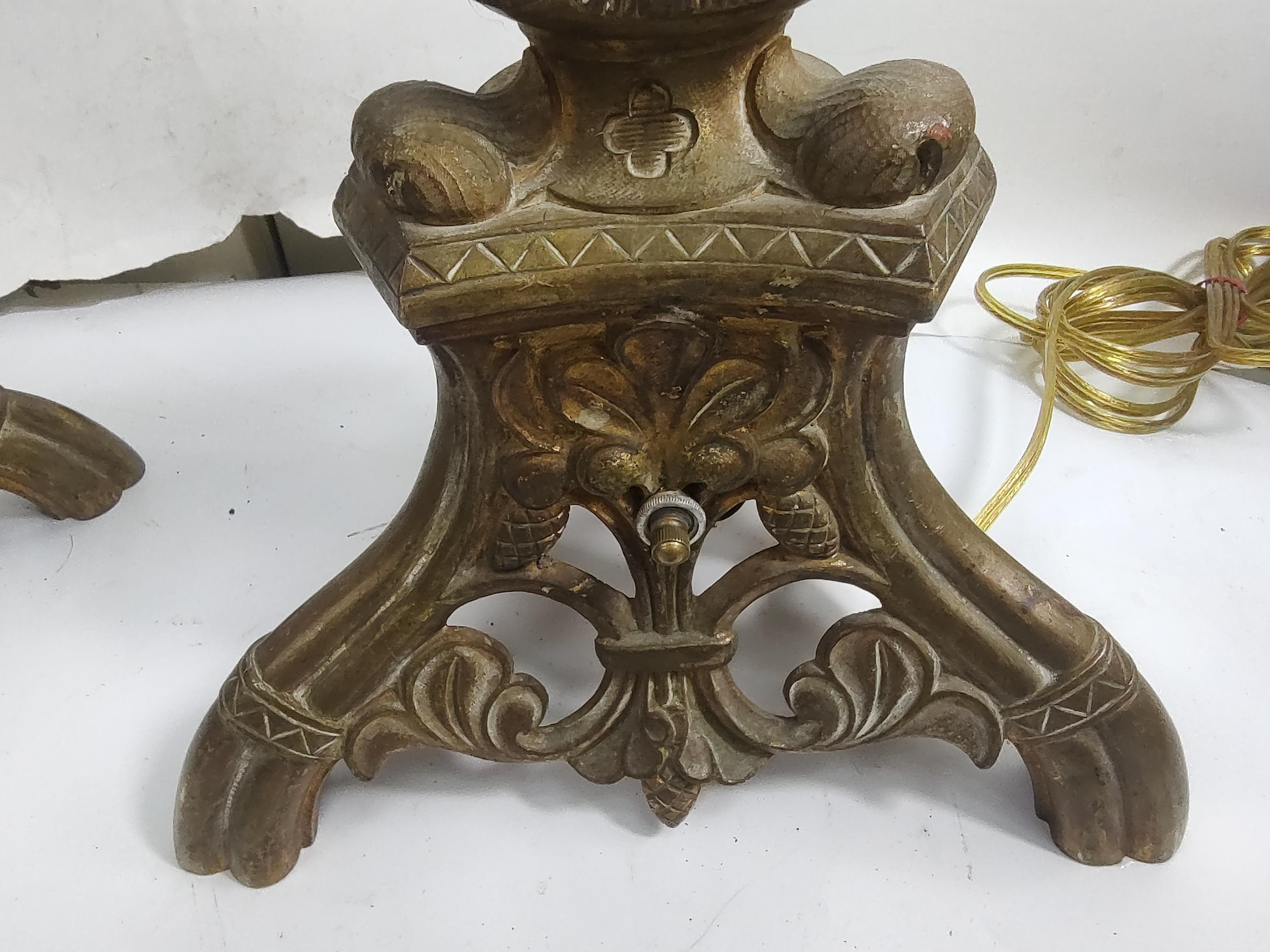 Pair of Solid Brass Ecclesiastical Candlesticks Lamped C1910 For Sale 5