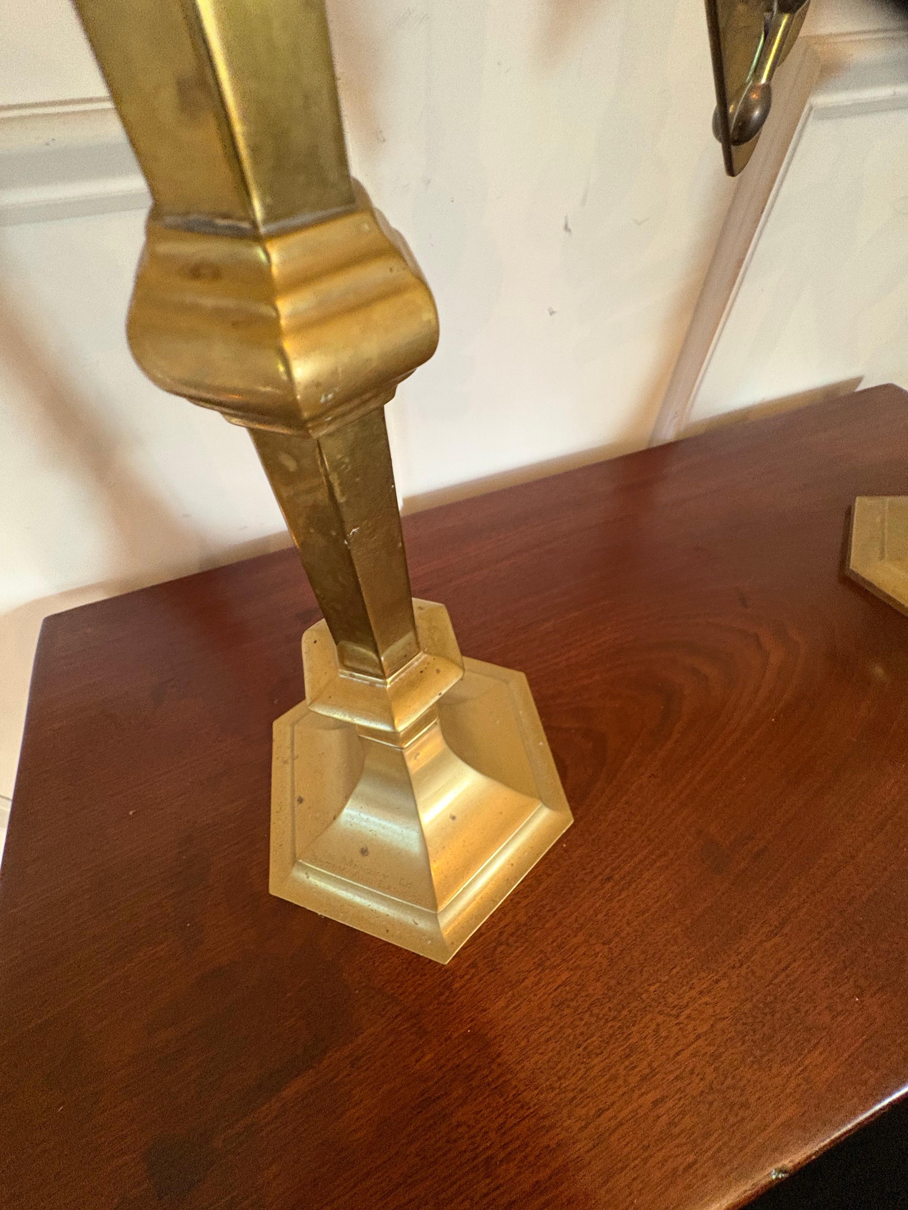 Pair of Solid Brass Five Candle Candelabra & Adjustable Height, Mid 20th Century im Angebot 1