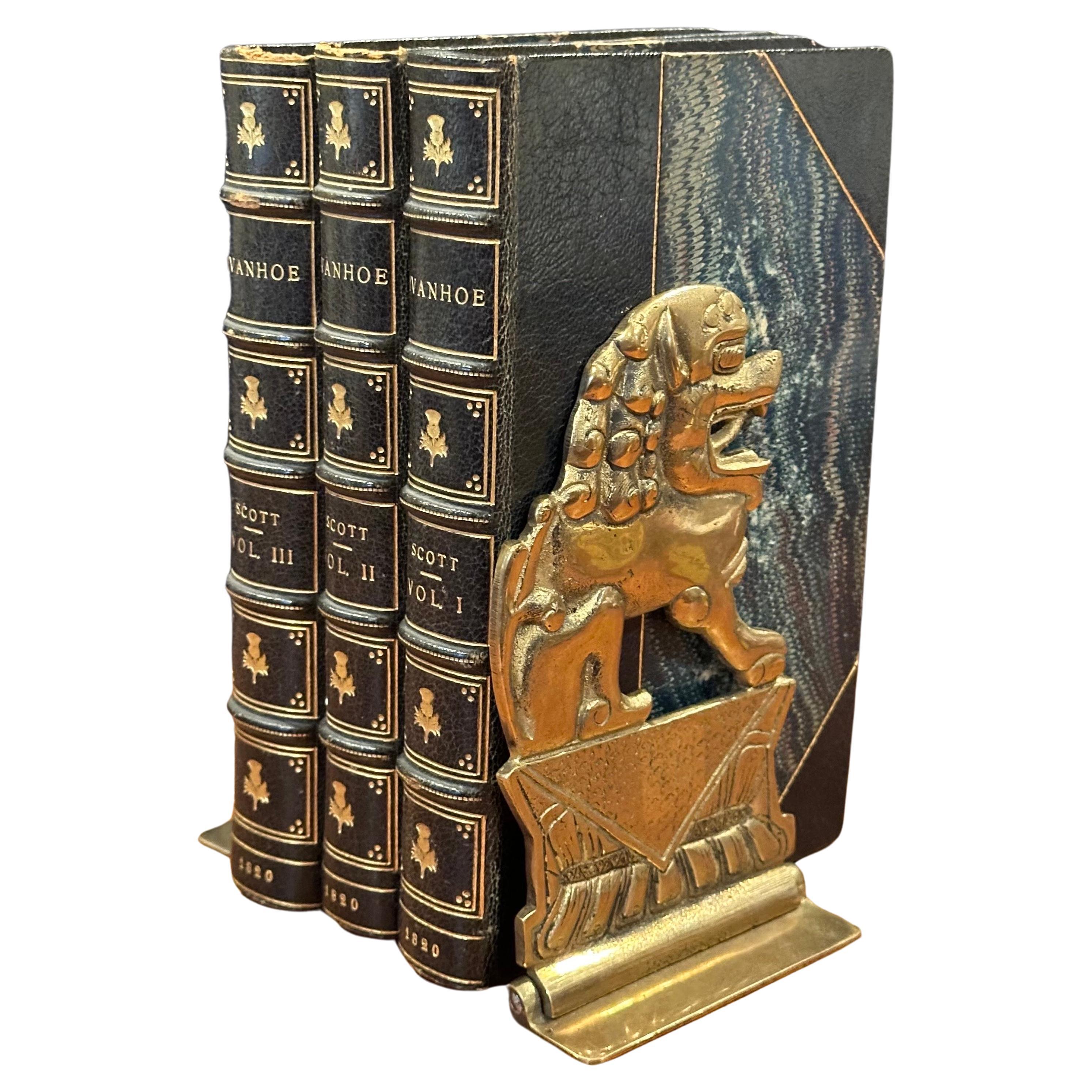 Pair of Solid Brass Folding Chinese Foo Dog Bookends For Sale 6