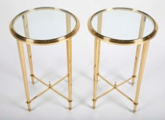 Pair of Solid Brass Gueridon Tables in the Manner of Maison Meilleur