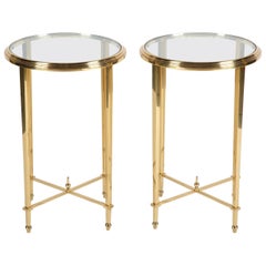 Pair of Solid Brass Gueridon Tables in the Manner of Maison Meilleur