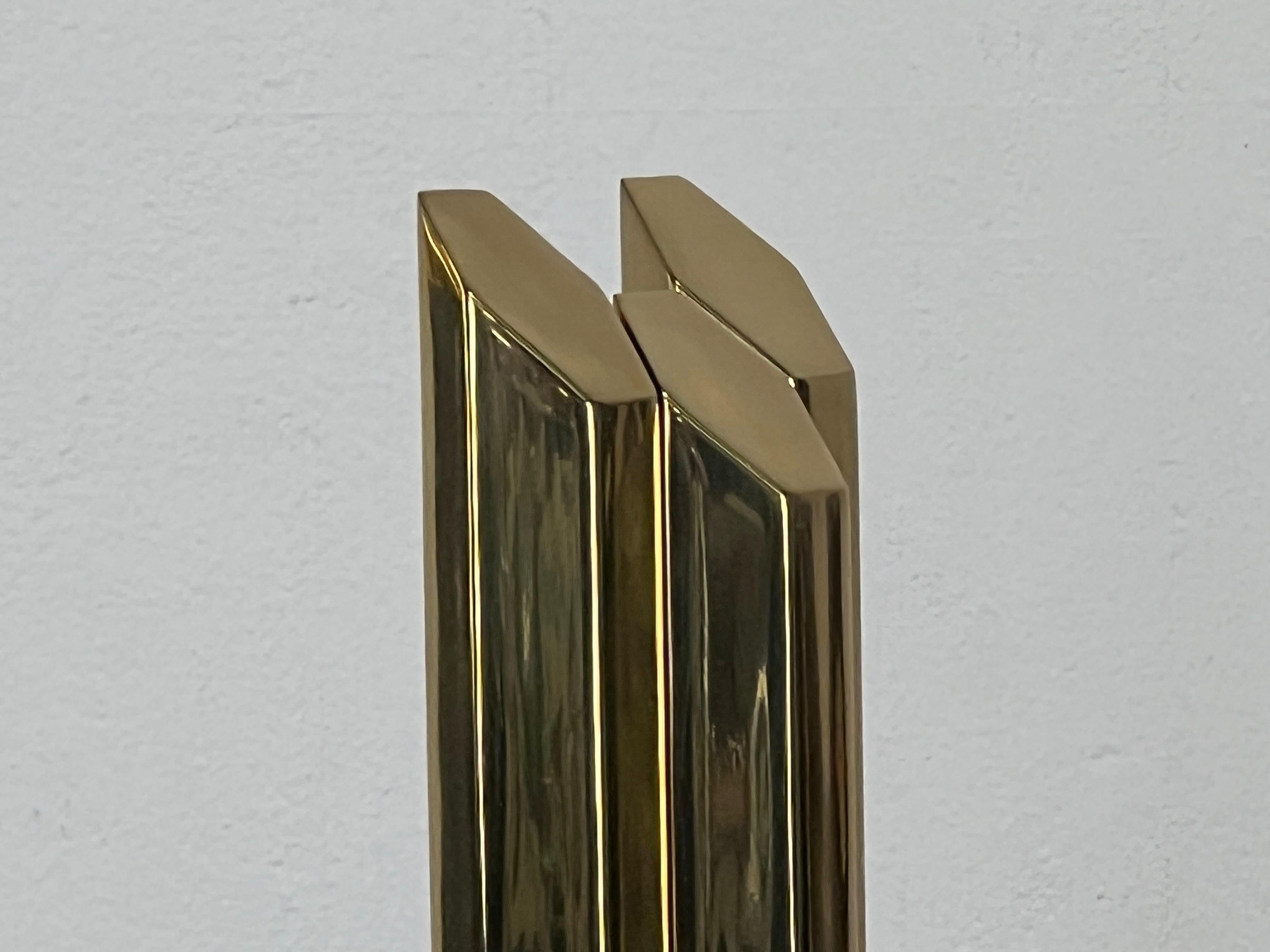 Pair of Solid Brass Hexagonal Andirons  For Sale 2